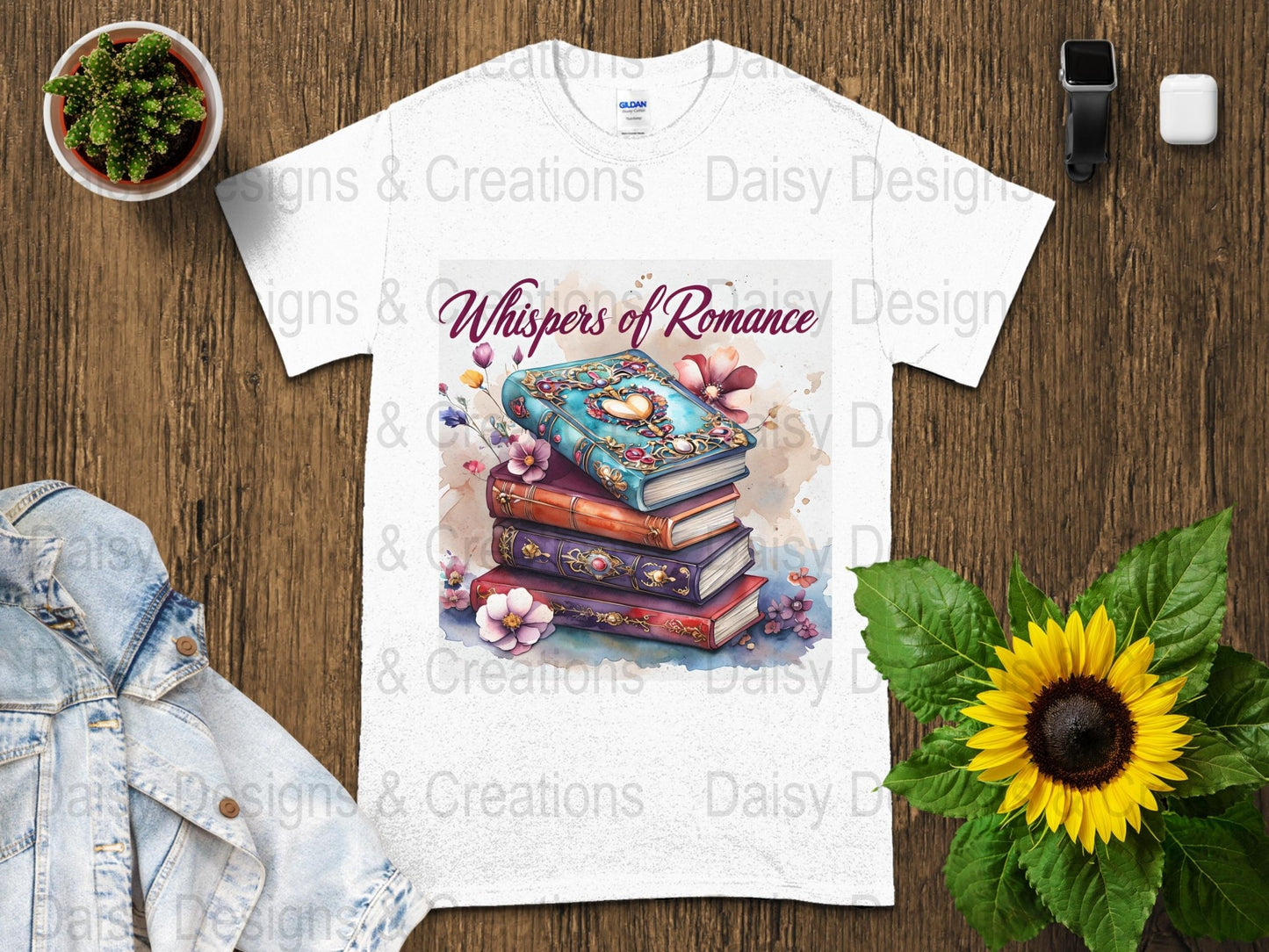 Romance Books T-Shirt Design, Book Lover Gift, Floral T-Shirt, Digital Download, T-Shirt Design, PNG File, Apparel Design - Daisy Designs & Creations, LLC