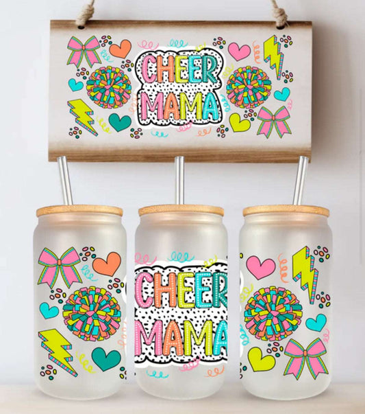 16 oz Cheer Mama Beverage Glass – Stylish & Vibrant - Daisy Designs & Creations, LLC