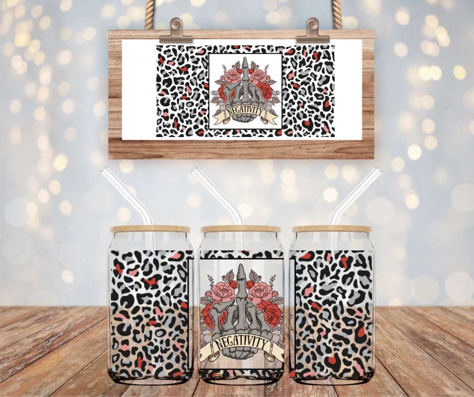 16oz Skeletal Hand Libbey Can Glass – Empowerment Drinkware with Bamboo Lid & Straw | Gothic Positivity Glass Cup | Unisex Gift Idea - Daisy Designs & Creations, LLC