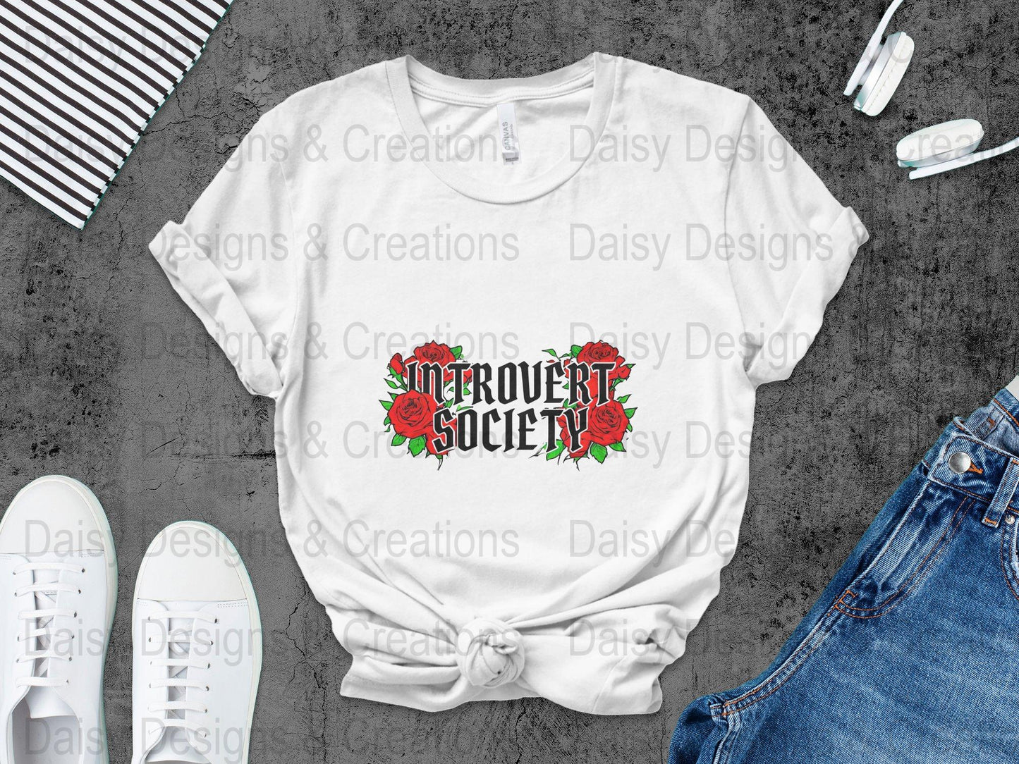 Introvert Society T Shirts, Red Roses, Funny Graphic Tee, Introvert Gift, Floral Tee, Unique T-Shirts, Social Distancing Shirt - Daisy Designs & Creations, LLC