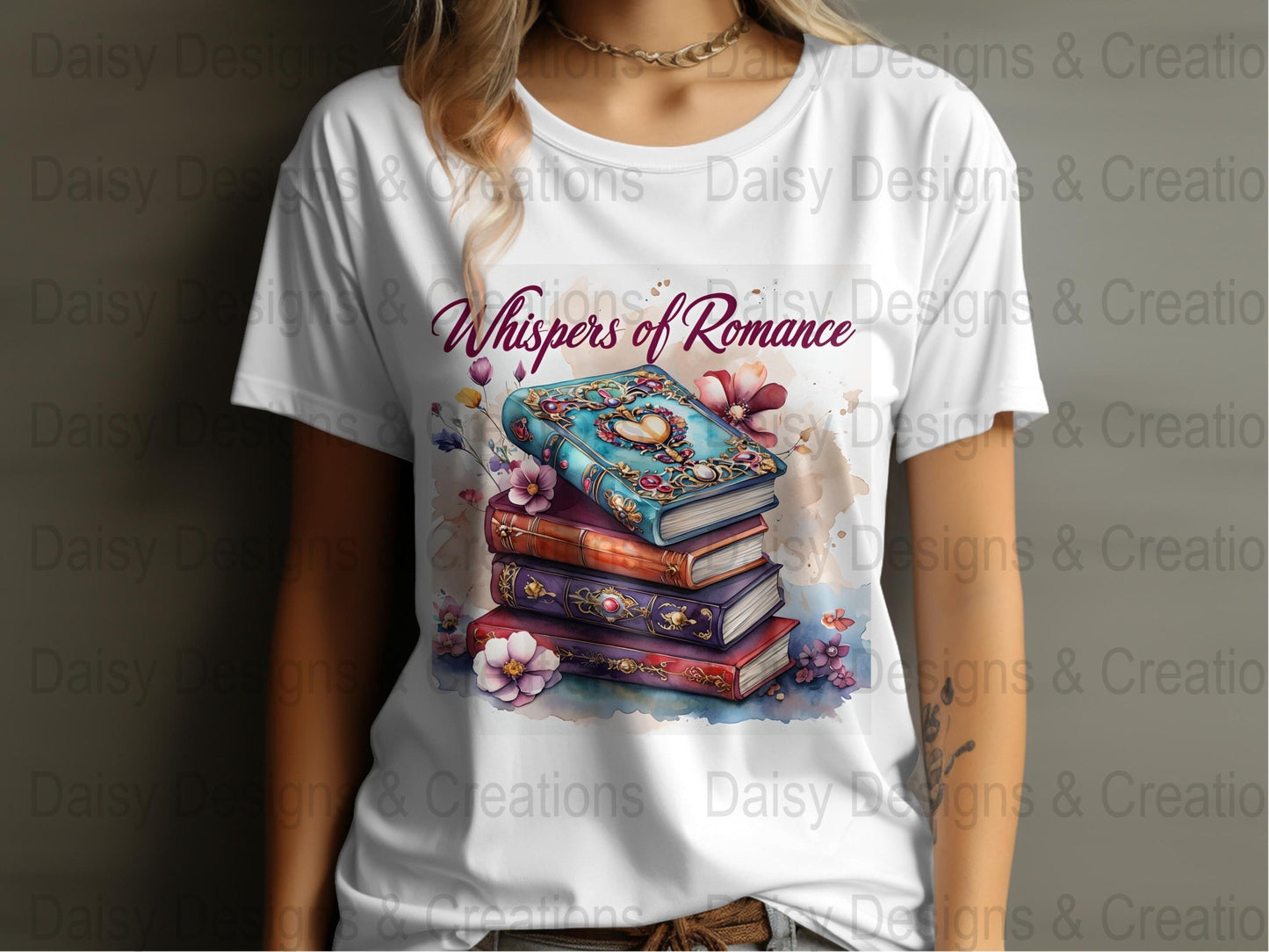 Romance Books T-Shirt Design, Book Lover Gift, Floral T-Shirt, Digital Download, T-Shirt Design, PNG File, Apparel Design - Daisy Designs & Creations, LLC