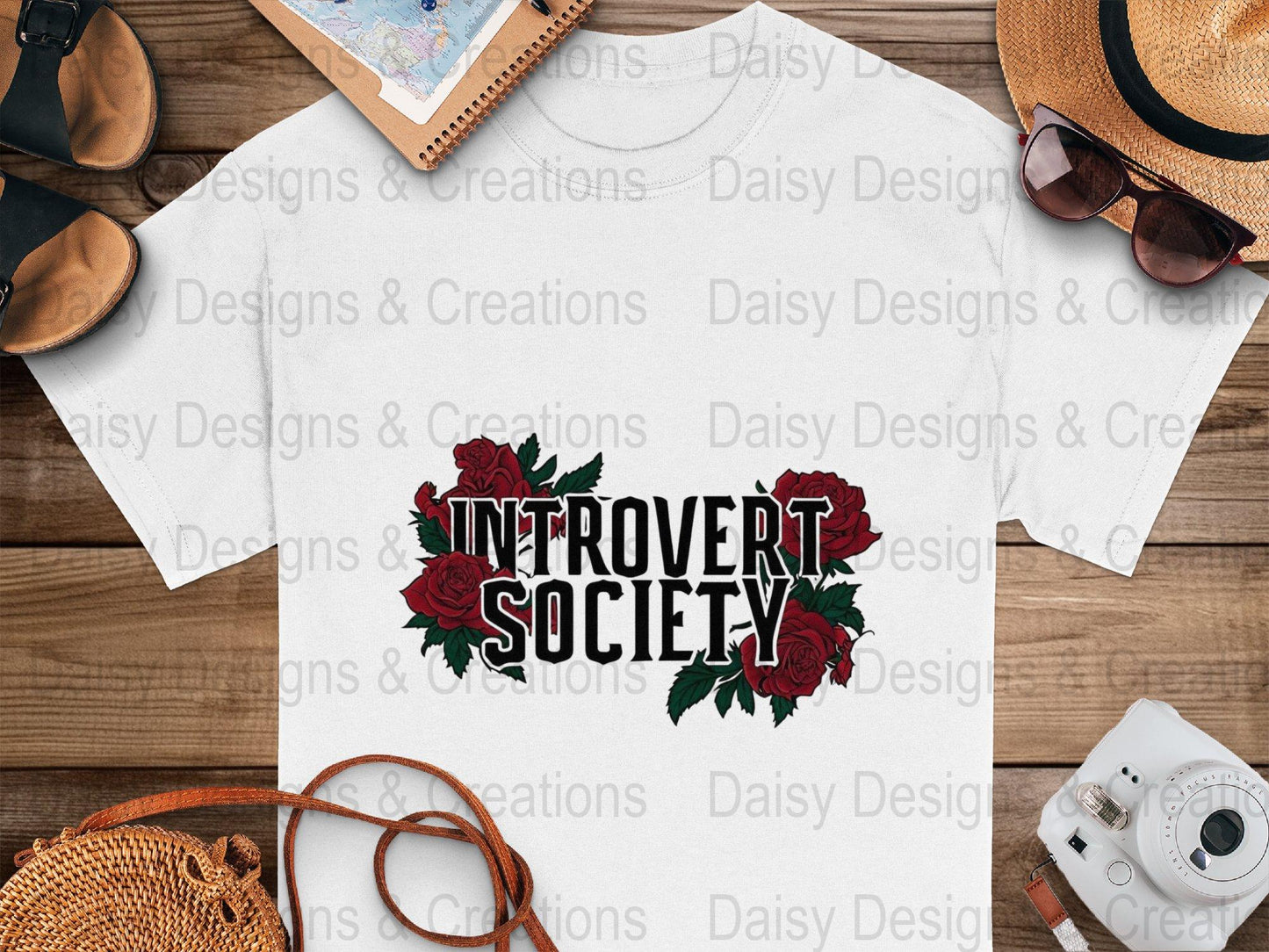 Introvert Society T-Shirt Design, Floral T-Shirt PNG, Introvert Gift, Socially Awkward Shirt, Sarcastic Tee, Funny Shirt, Rose T-Shirts - Daisy Designs & Creations, LLC