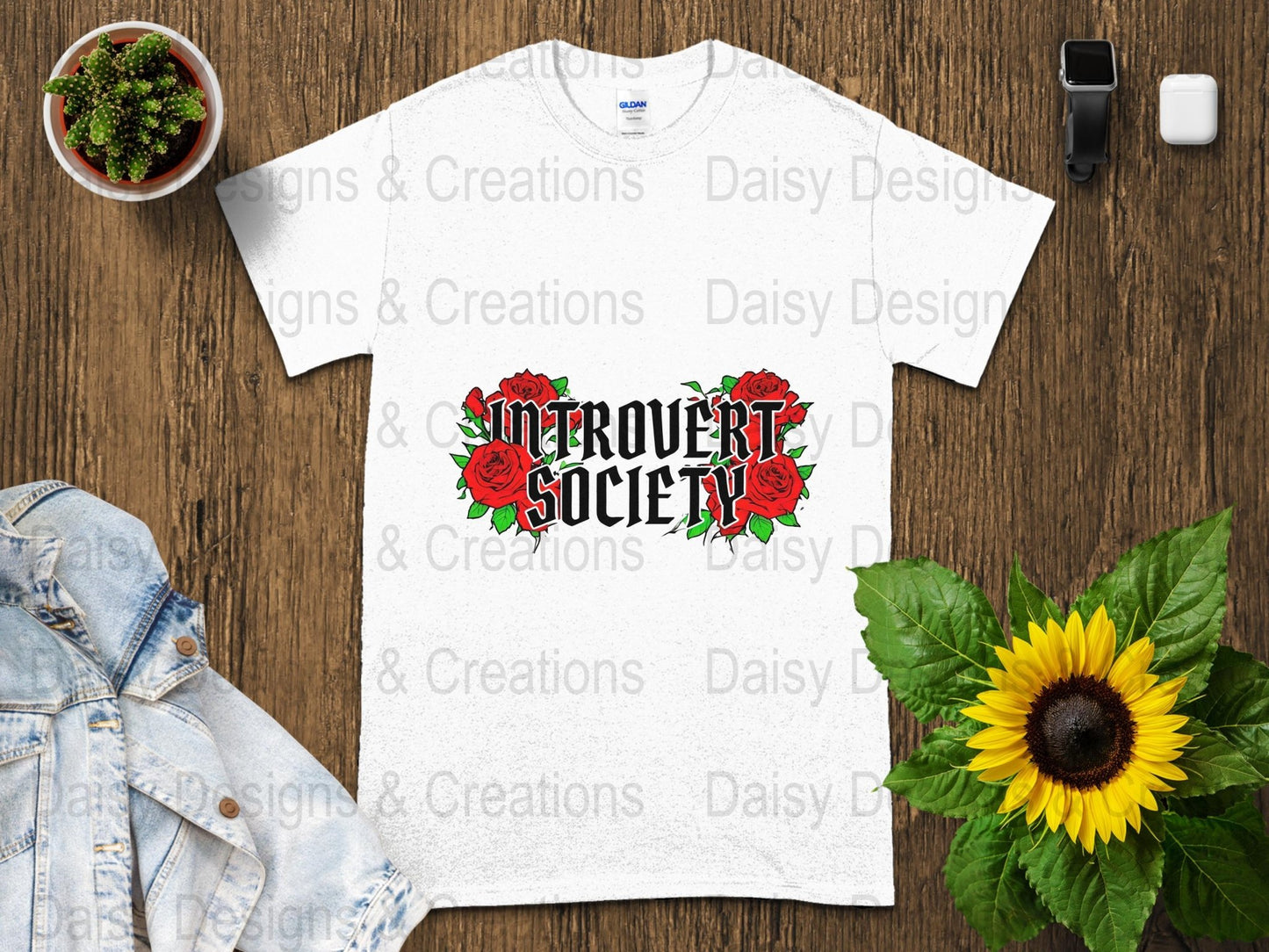 Introvert Society T Shirts, Red Roses, Funny Graphic Tee, Introvert Gift, Floral Tee, Unique T-Shirts, Social Distancing Shirt - Daisy Designs & Creations, LLC