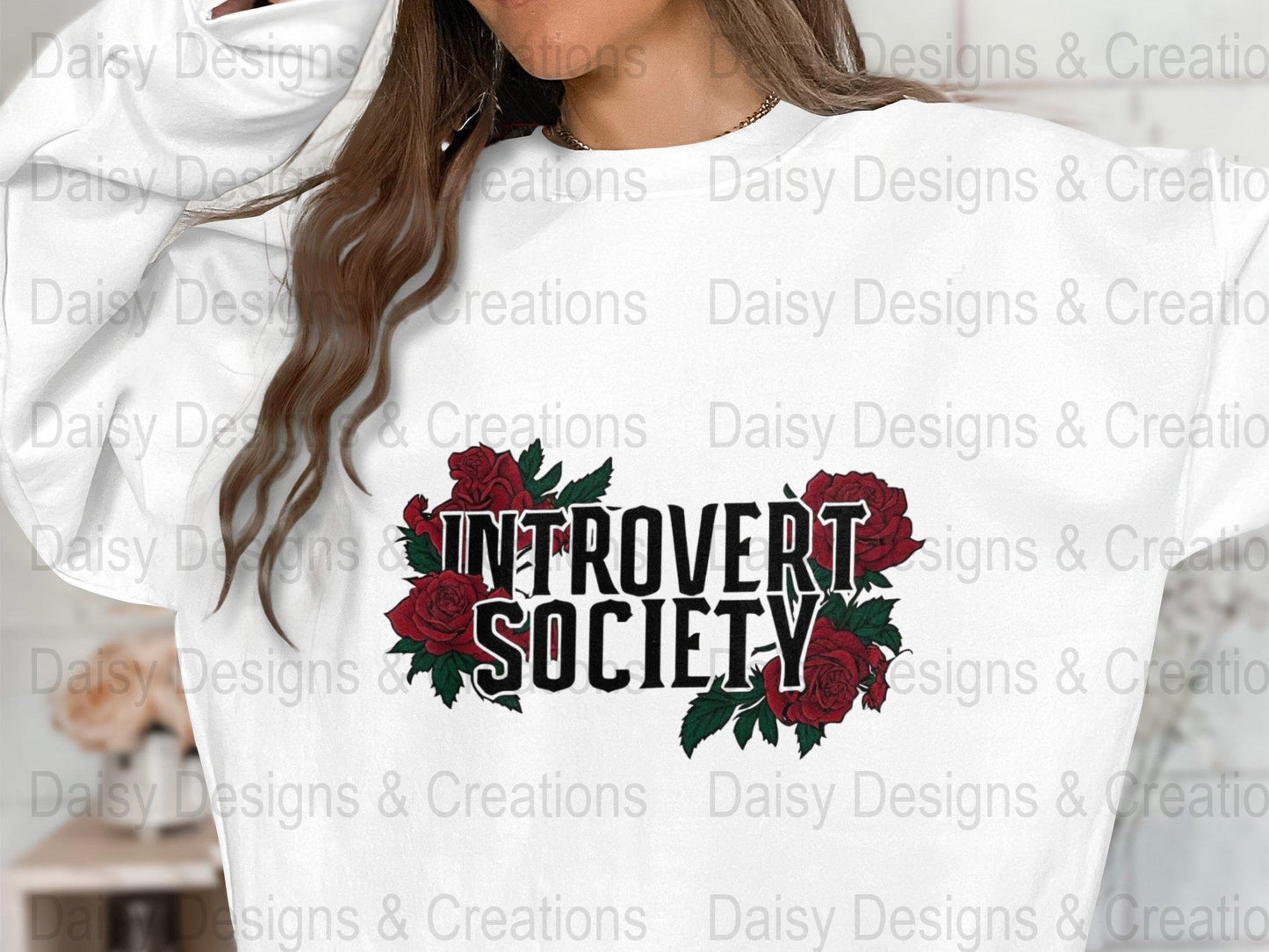 Introvert Society T-Shirt Design, Floral T-Shirt PNG, Introvert Gift, Socially Awkward Shirt, Sarcastic Tee, Funny Shirt, Rose T-Shirts - Daisy Designs & Creations, LLC