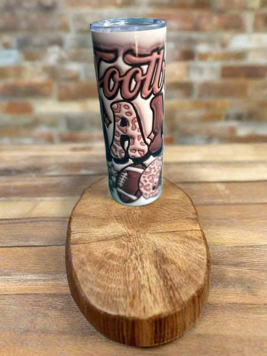 3D Inflatable Mama Football Tumbler – 20 oz Insulated Stainless Steel - Daisy Designs & Creations, LLC