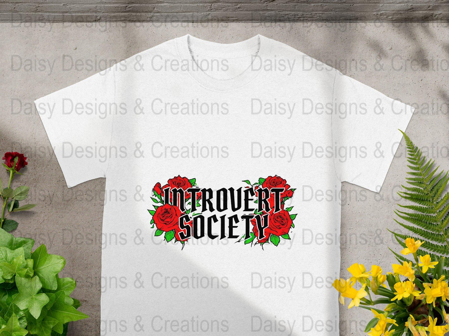 Introvert Society T Shirts, Red Roses, Funny Graphic Tee, Introvert Gift, Floral Tee, Unique T-Shirts, Social Distancing Shirt - Daisy Designs & Creations, LLC