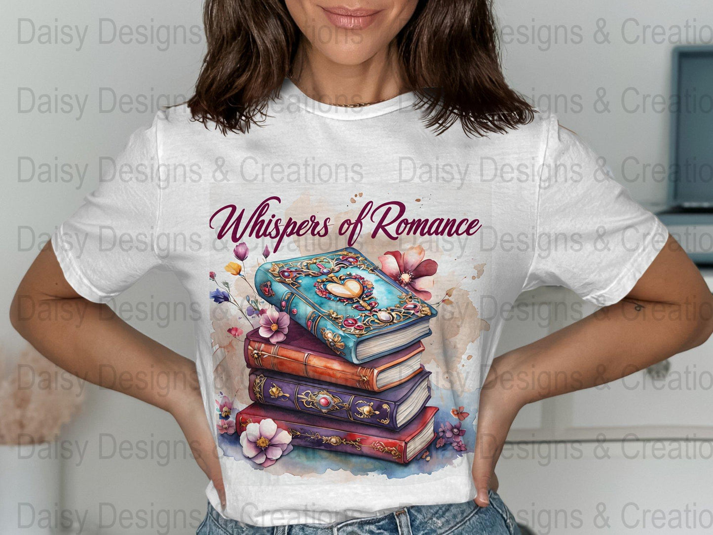 Romance Books T-Shirt Design, Book Lover Gift, Floral T-Shirt, Digital Download, T-Shirt Design, PNG File, Apparel Design - Daisy Designs & Creations, LLC