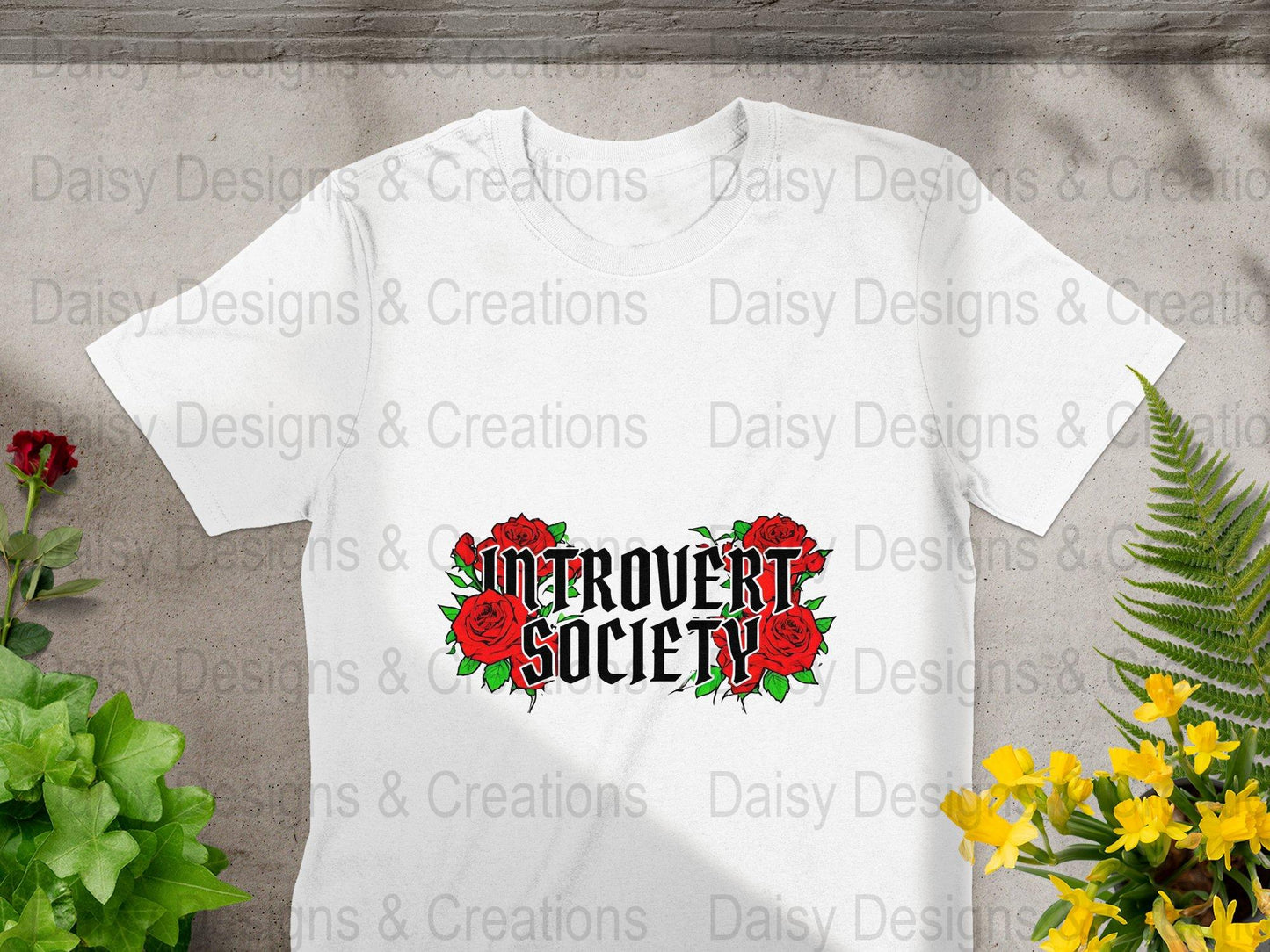 Introvert Society T Shirts, Red Roses, Funny Graphic Tee, Introvert Gift, Floral Tee, Unique T-Shirts, Social Distancing Shirt - Daisy Designs & Creations, LLC