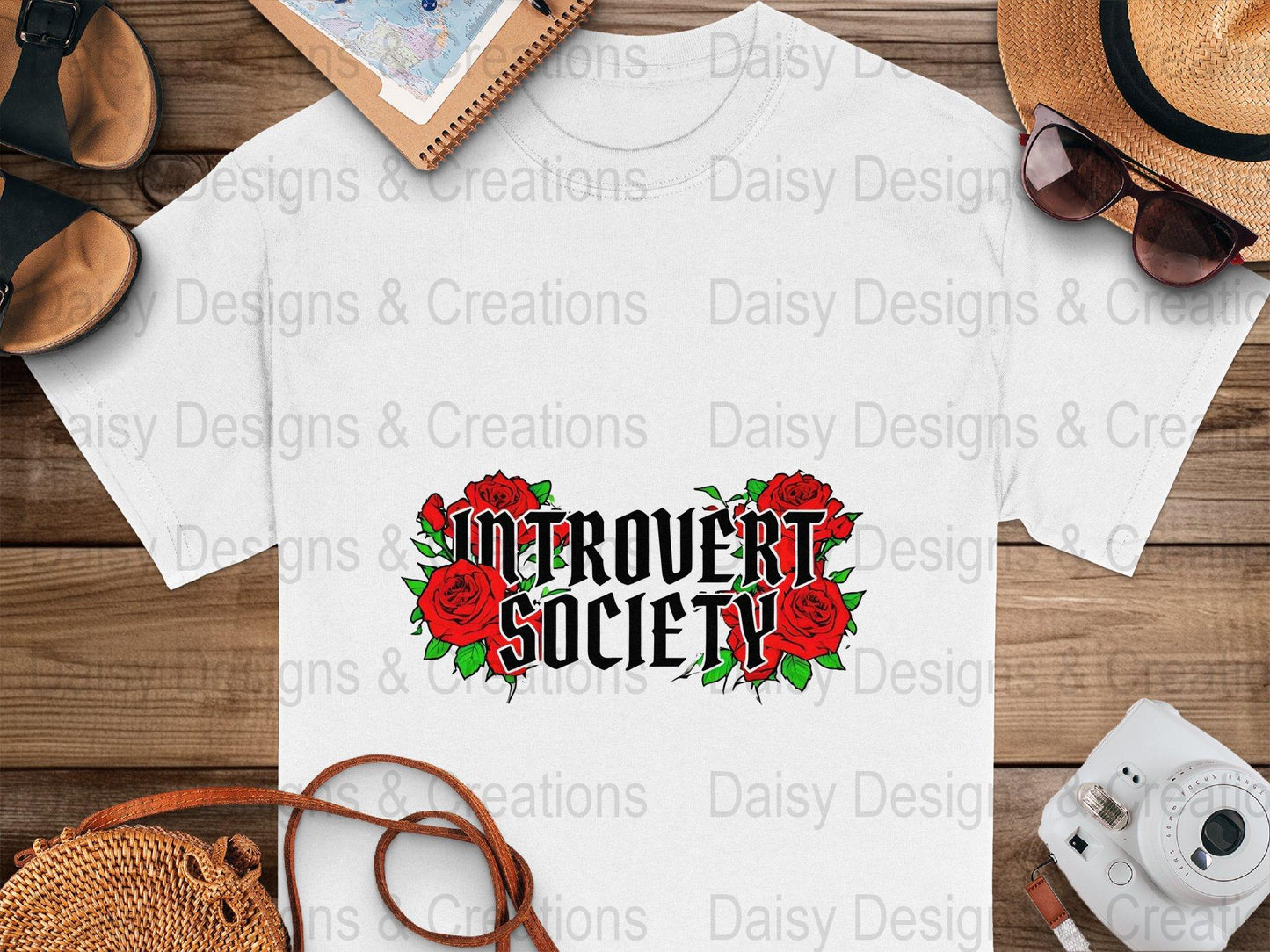 Introvert Society T Shirts, Red Roses, Funny Graphic Tee, Introvert Gift, Floral Tee, Unique T-Shirts, Social Distancing Shirt - Daisy Designs & Creations, LLC