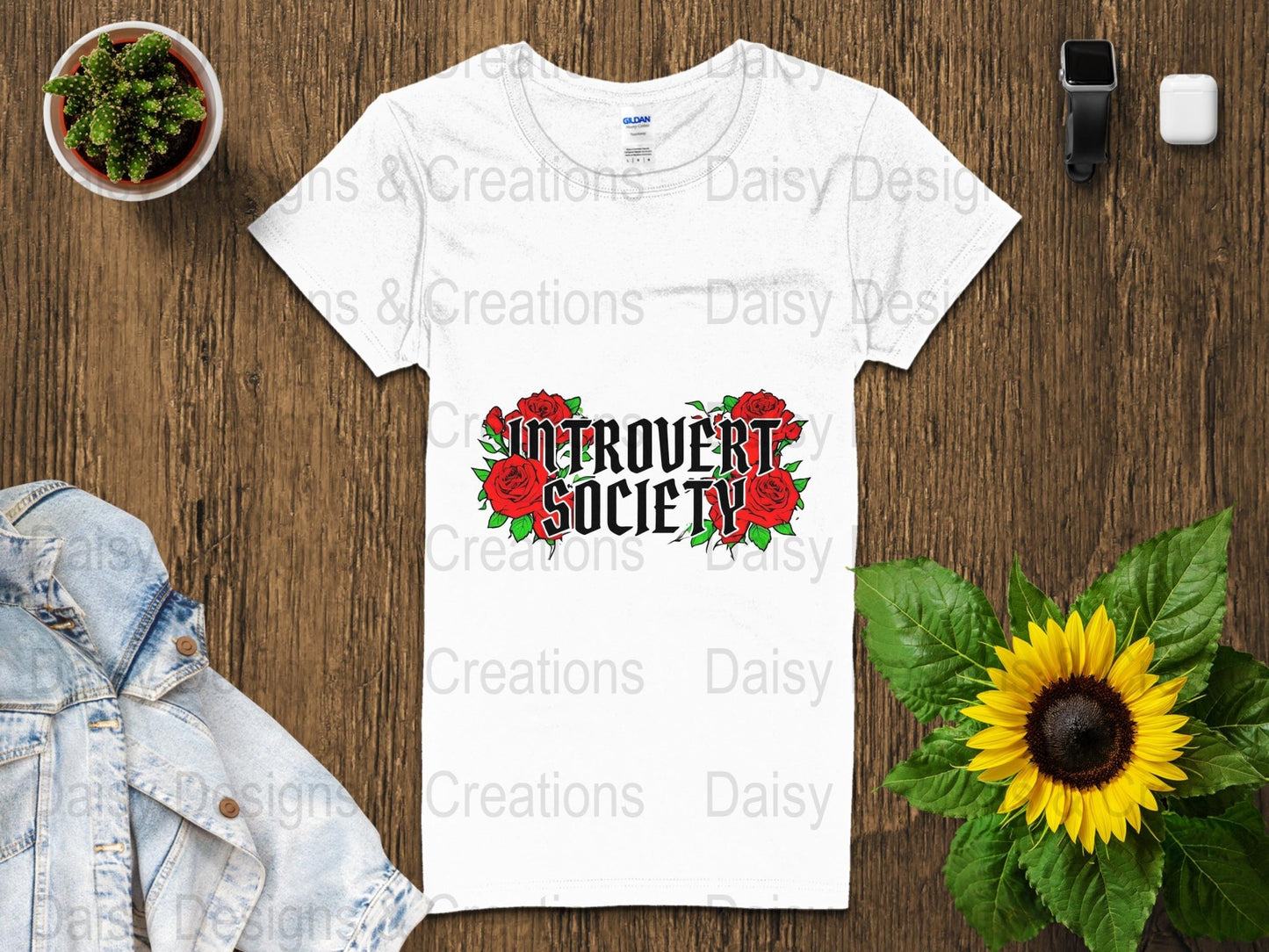 Introvert Society T Shirts, Red Roses, Funny Graphic Tee, Introvert Gift, Floral Tee, Unique T-Shirts, Social Distancing Shirt - Daisy Designs & Creations, LLC