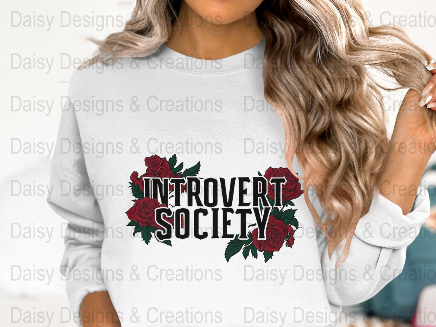 Introvert Society T-Shirt Design, Floral T-Shirt PNG, Introvert Gift, Socially Awkward Shirt, Sarcastic Tee, Funny Shirt, Rose T-Shirts - Daisy Designs & Creations, LLC