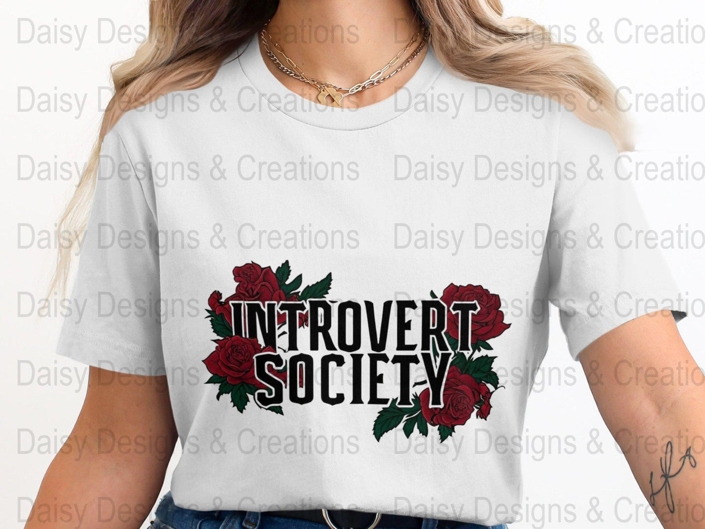 Introvert Society T-Shirt Design, Floral T-Shirt PNG, Introvert Gift, Socially Awkward Shirt, Sarcastic Tee, Funny Shirt, Rose T-Shirts - Daisy Designs & Creations, LLC