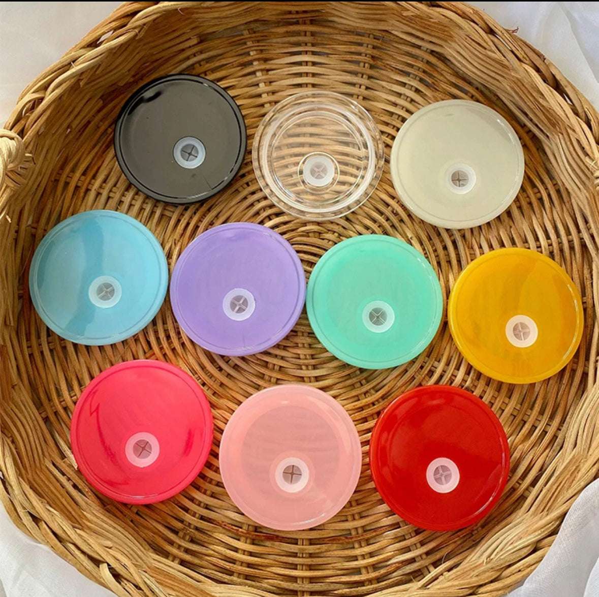 Acrylic Replacement Lids for 16oz & 20oz Can Glasses – Libbey Glass Accessory | Colorful Hard Plastic Tops Only - Daisy Designs & Creations, LLC