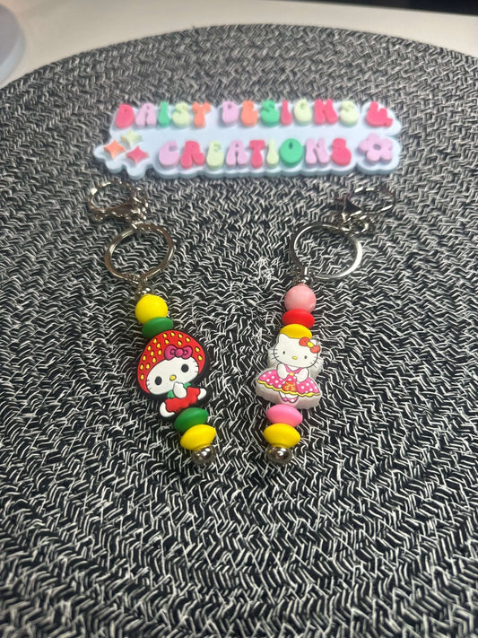 Adorable Kitty Beaded Silicone Keychain | Cute & Functional Accessory - Daisy Designs & Creations, LLC
