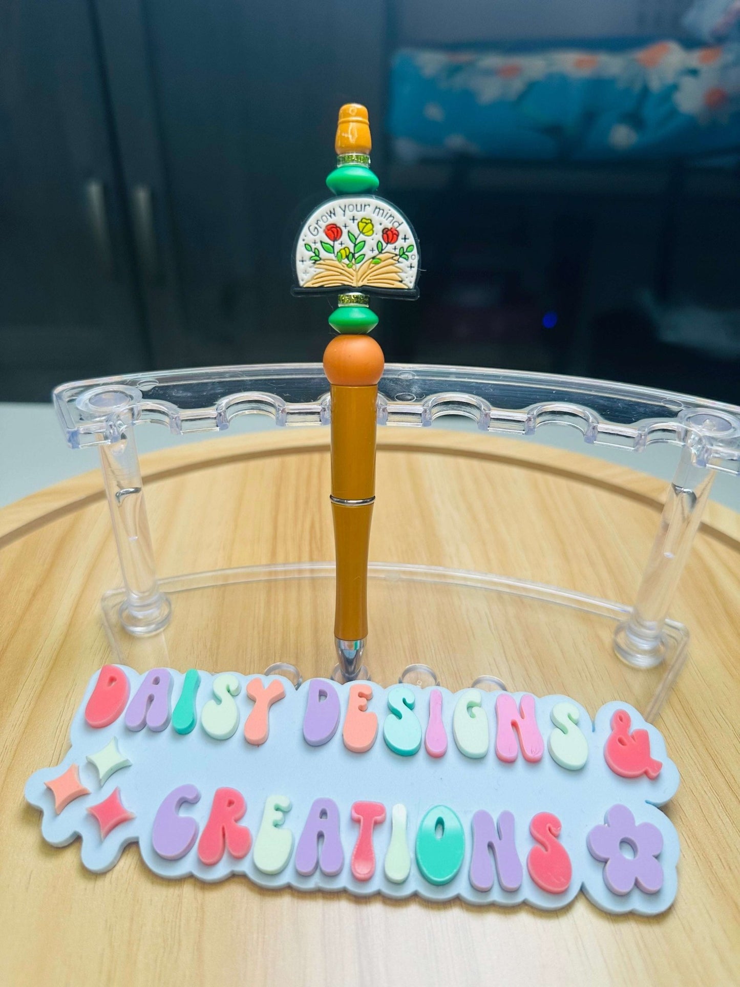 Custom Acrylic Beaded Pens – BPA Free Silicone & Focal, Retro Groovy Collection - Daisy Designs & Creations, LLC