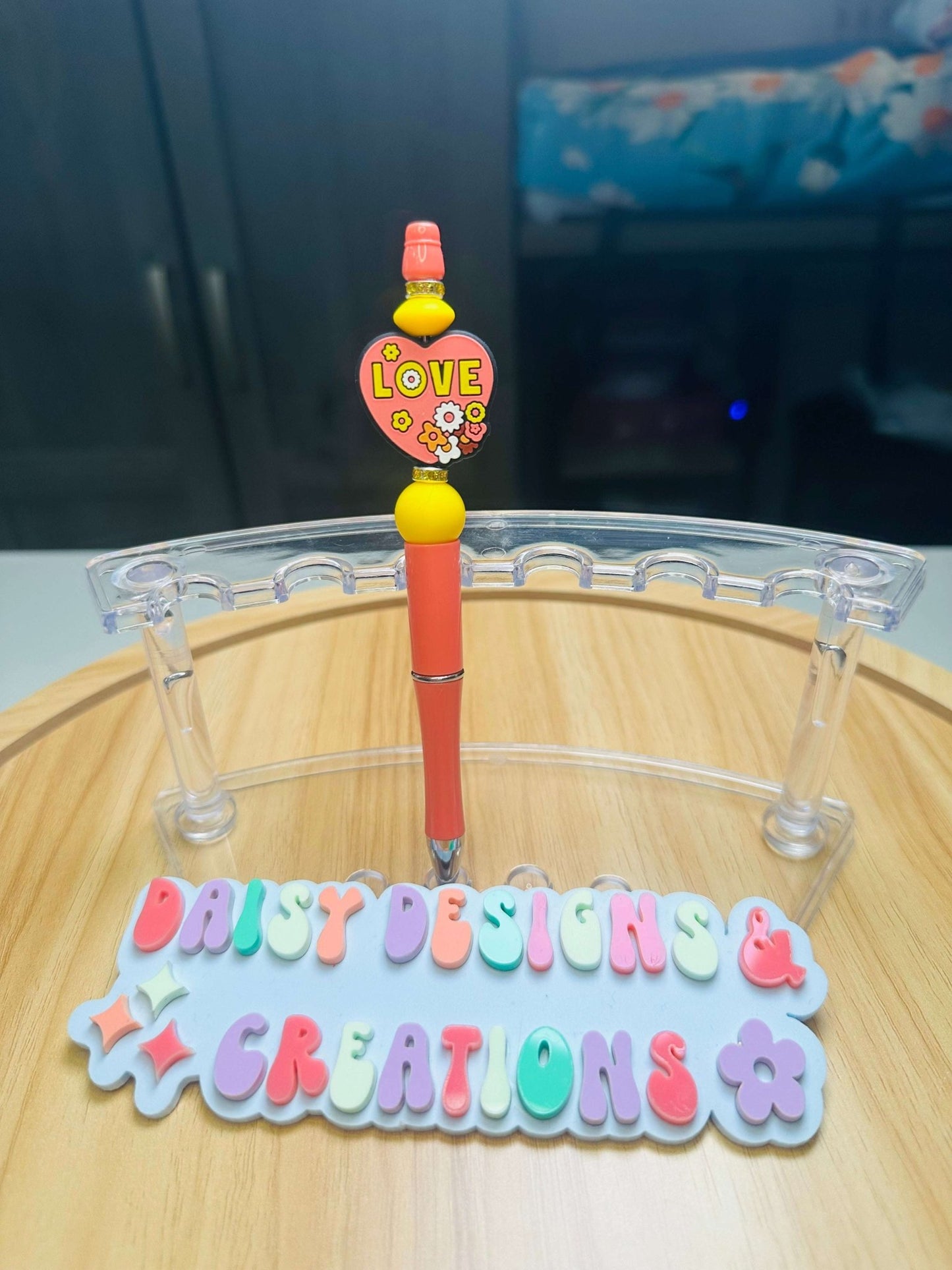 Custom Acrylic Beaded Pens – BPA Free Silicone & Focal, Retro Groovy Collection - Daisy Designs & Creations, LLC