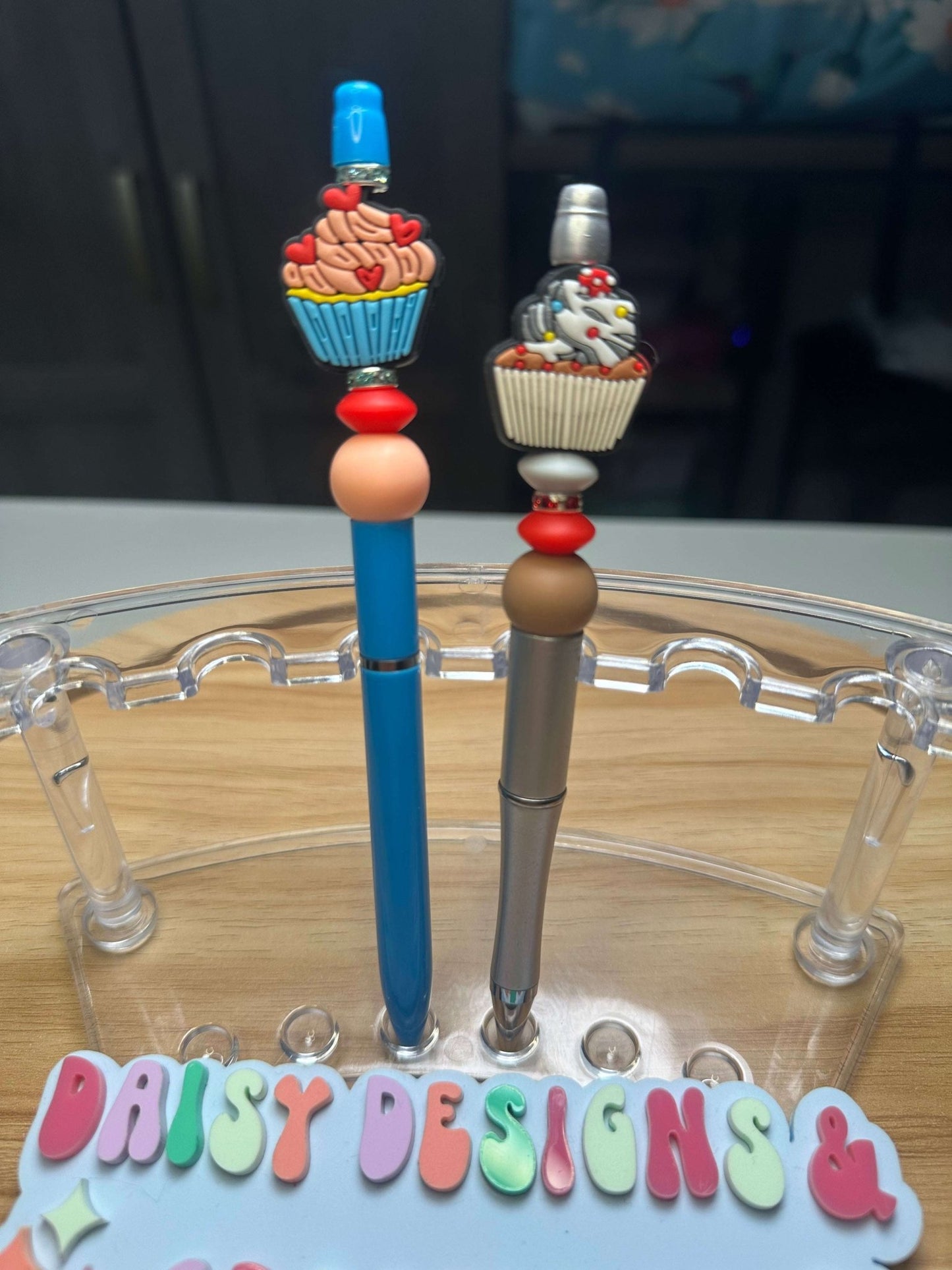 Custom Acrylic Beaded Pens with Cupcake Focal – Sweet & Stylish - Daisy Designs & Creations, LLC