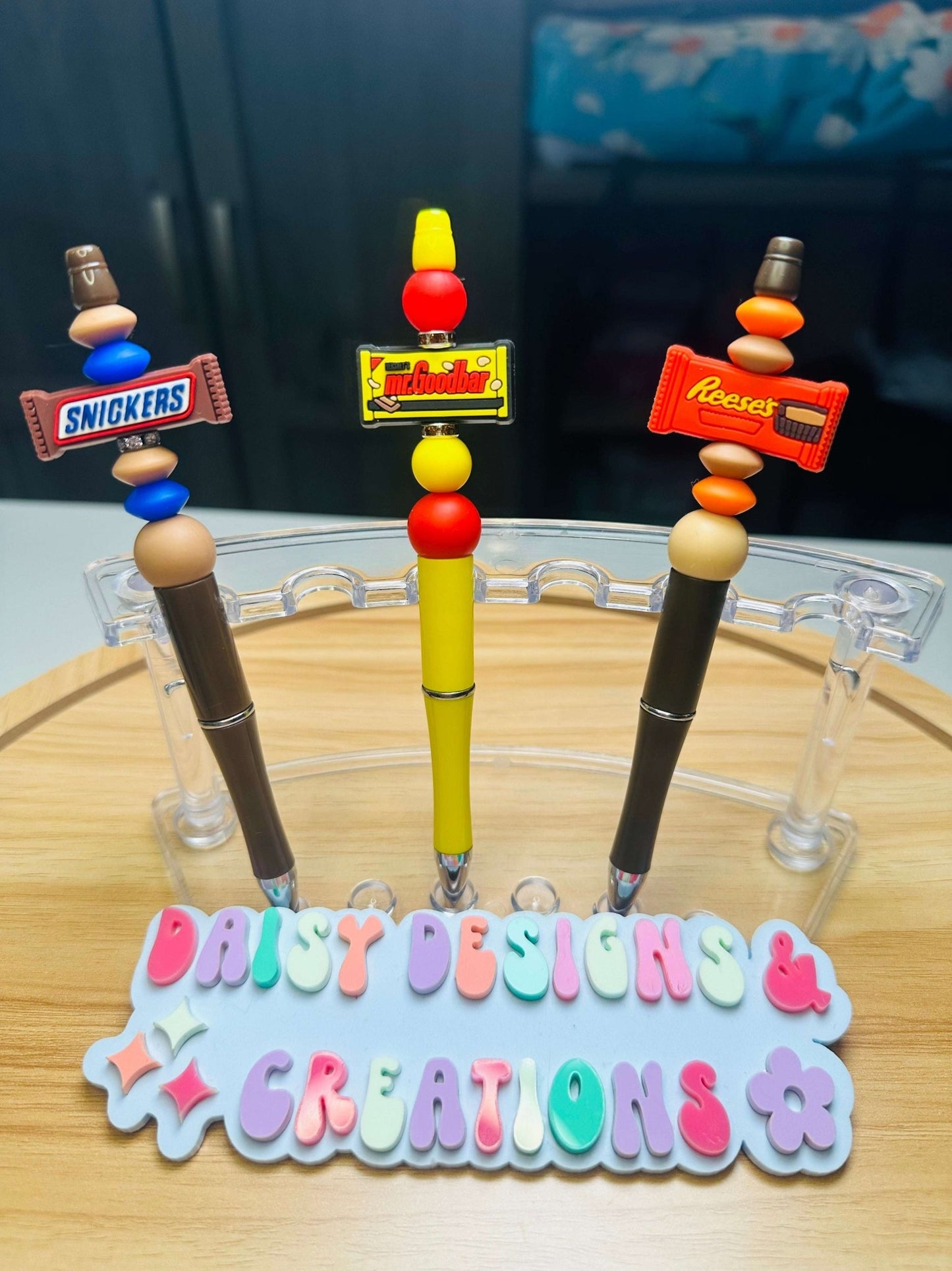 Custom Beaded Black Ink Pen with Candy Bar Focal – Fun & Stylish - Daisy Designs & Creations, LLC