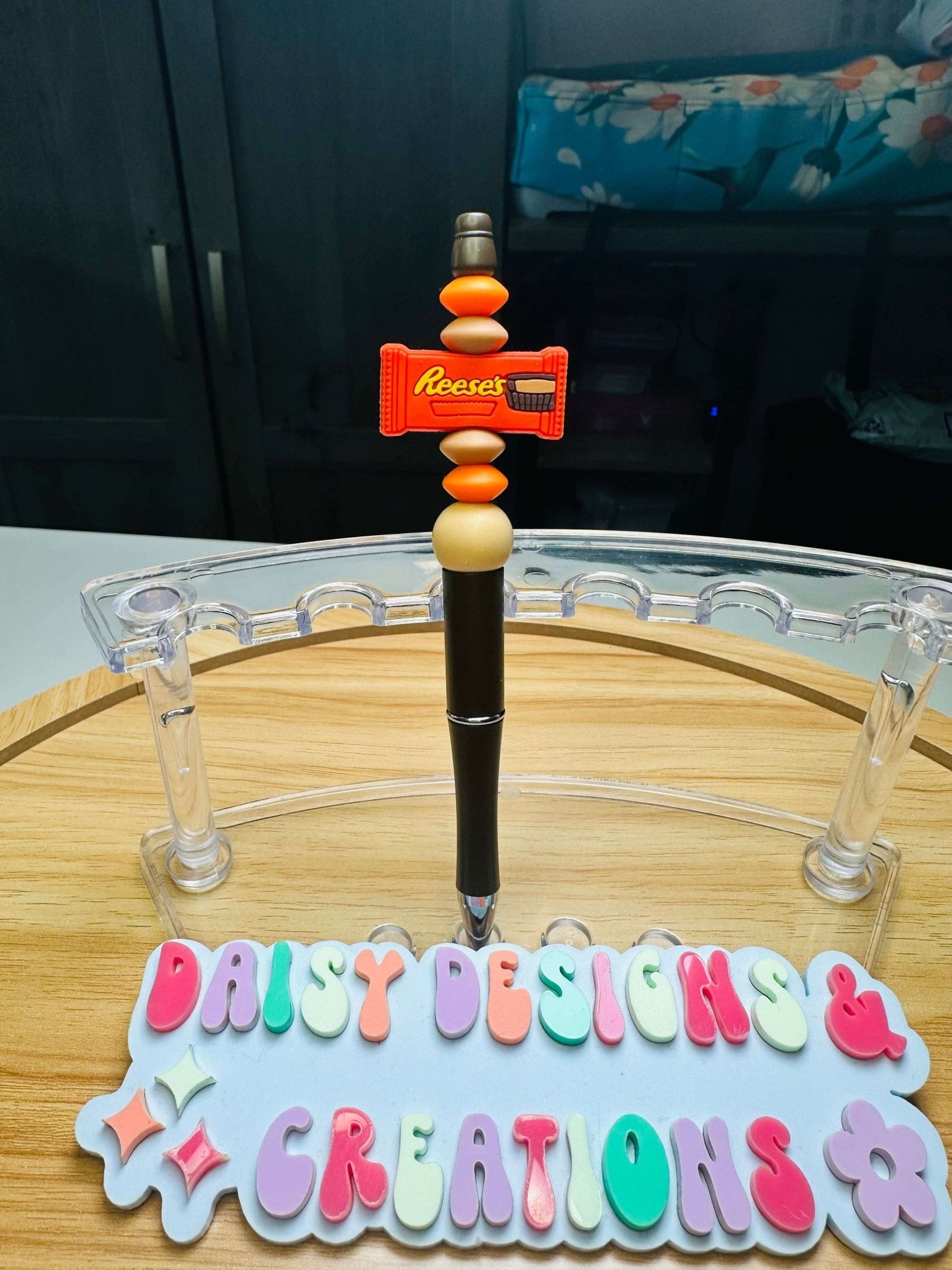 Custom Beaded Black Ink Pen with Candy Bar Focal – Fun & Stylish - Daisy Designs & Creations, LLC