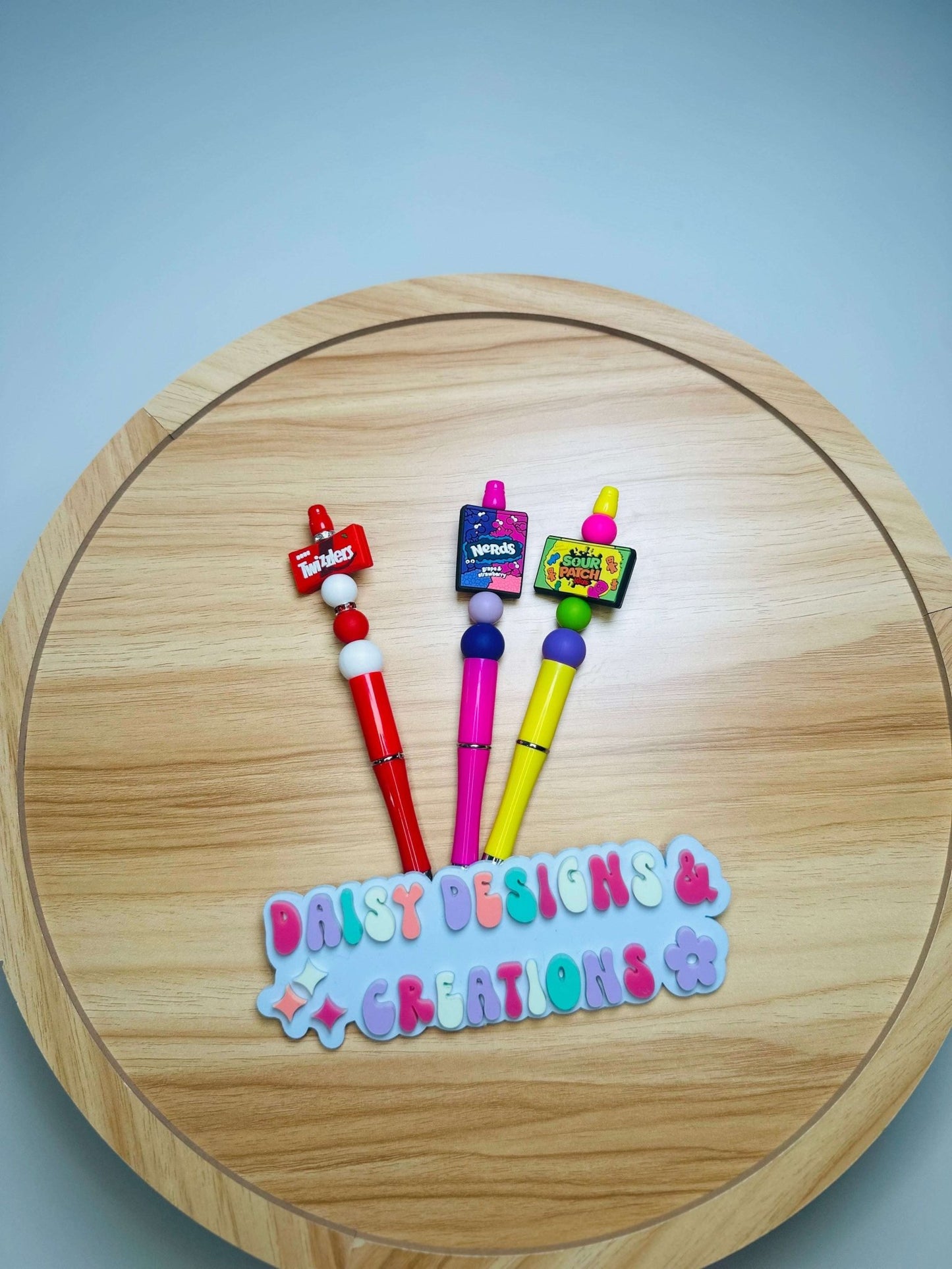 Custom Beaded Black Ink Pen with Chewy Candy Focal – Fun & Unique Writing Accessory - Daisy Designs & Creations, LLC