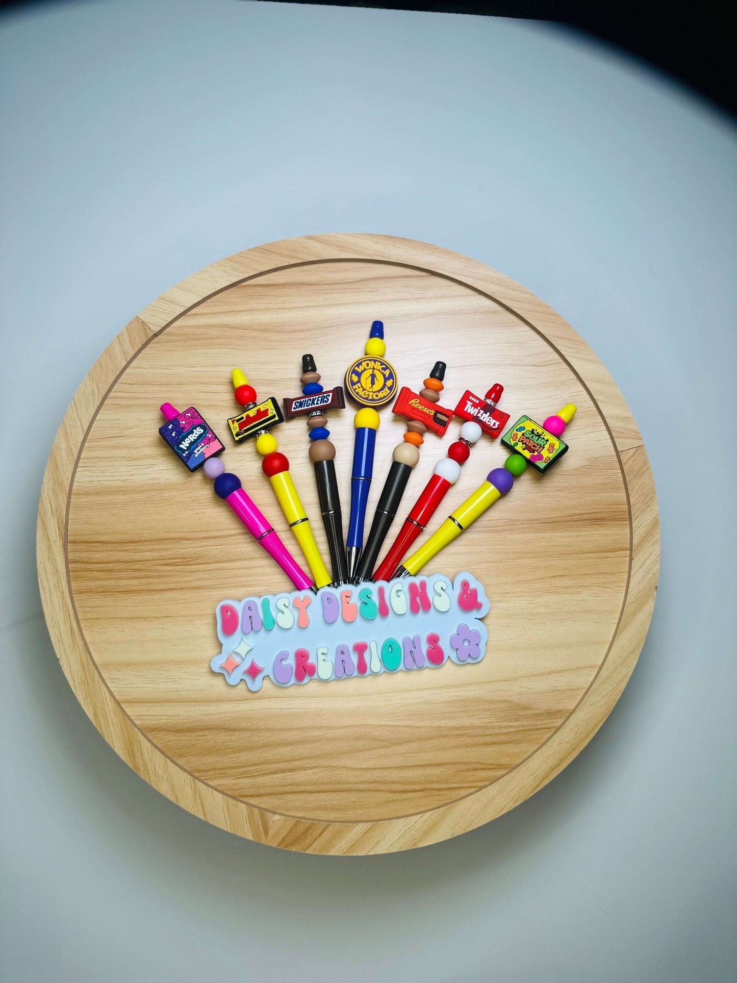 Custom Beaded Black Ink Pen with Chewy Candy Focal – Fun & Unique Writing Accessory - Daisy Designs & Creations, LLC