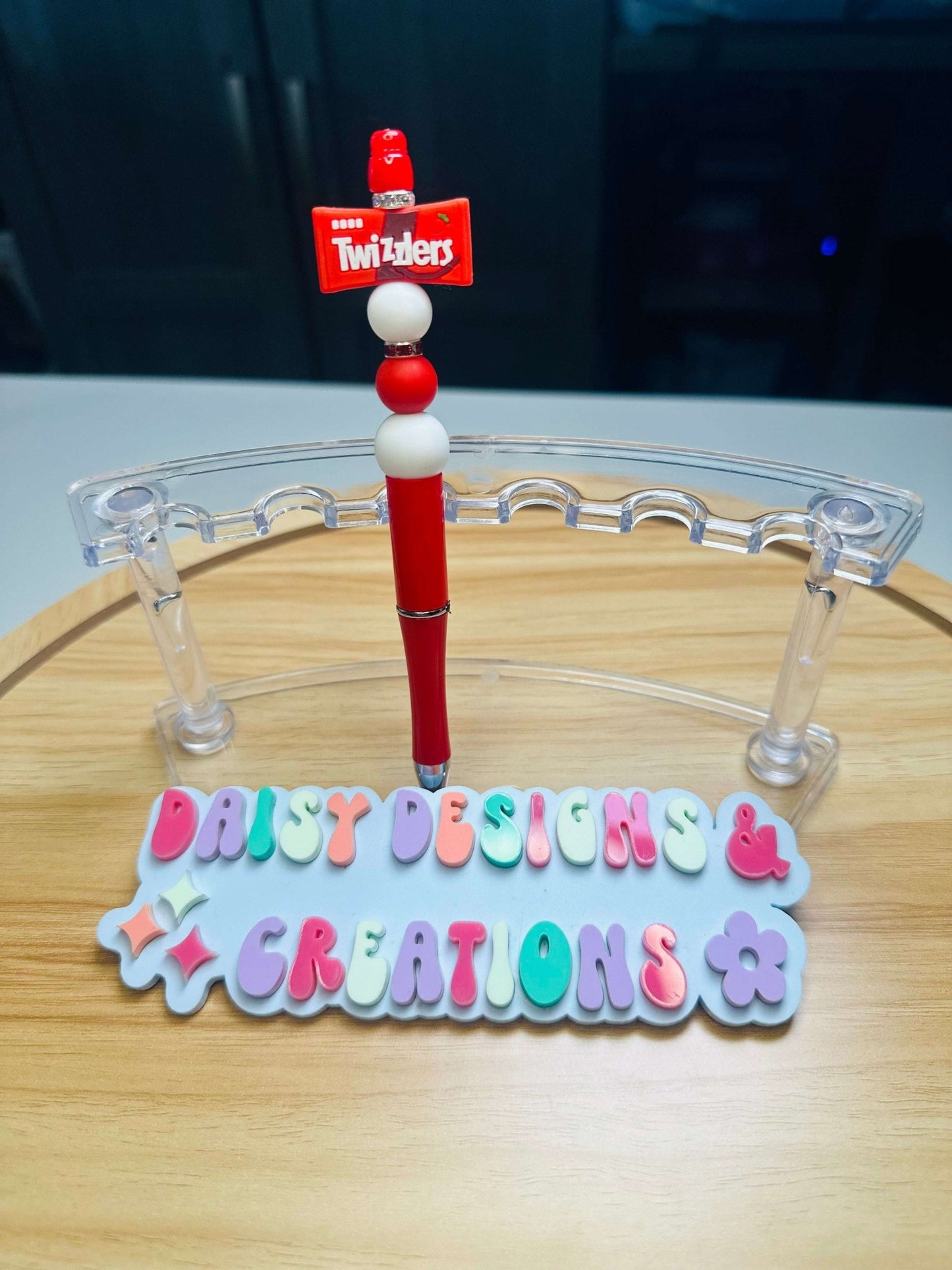 Custom Beaded Black Ink Pen with Chewy Candy Focal – Fun & Unique Writing Accessory - Daisy Designs & Creations, LLC