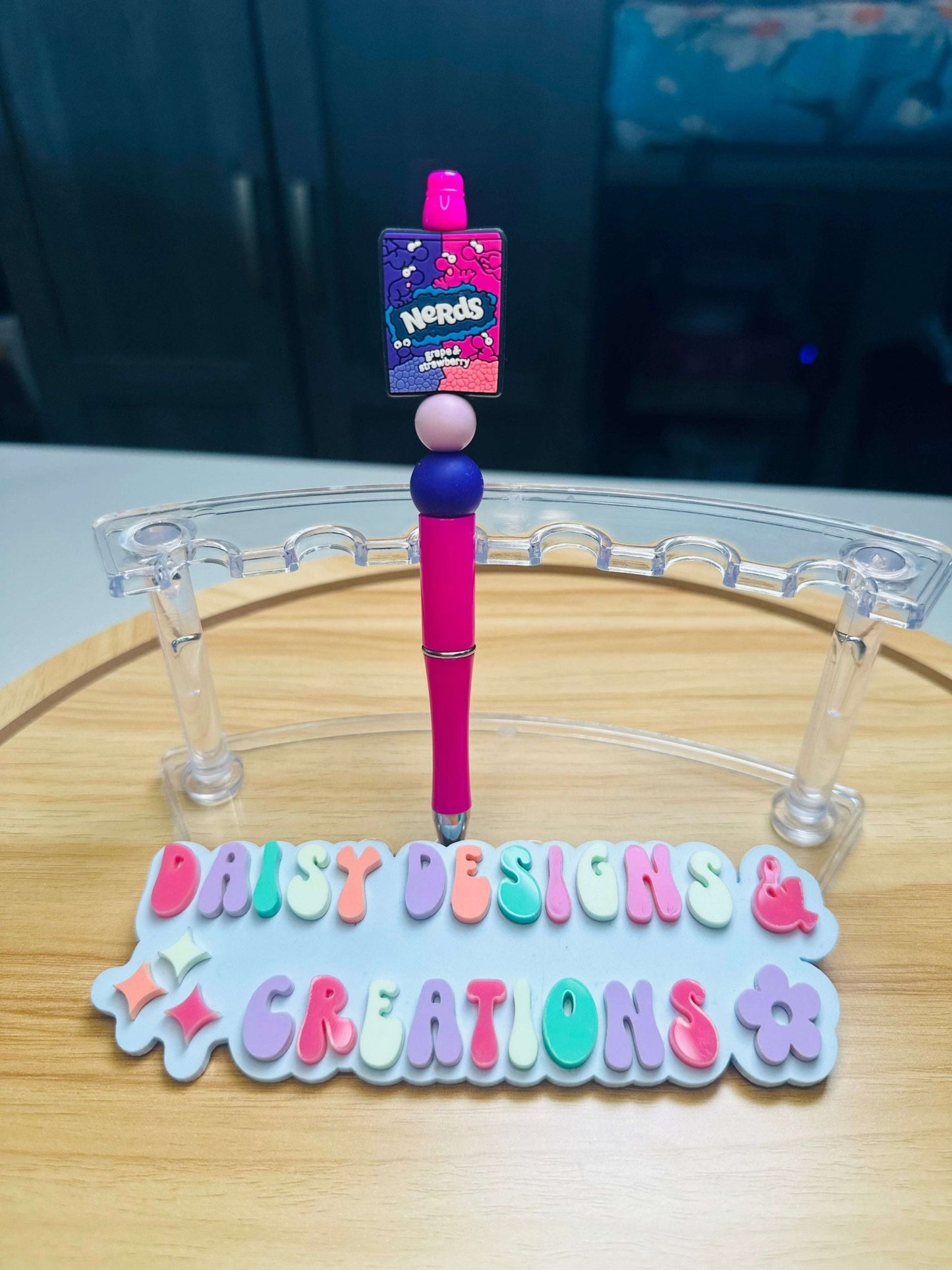 Custom Beaded Black Ink Pen with Chewy Candy Focal – Fun & Unique Writing Accessory - Daisy Designs & Creations, LLC