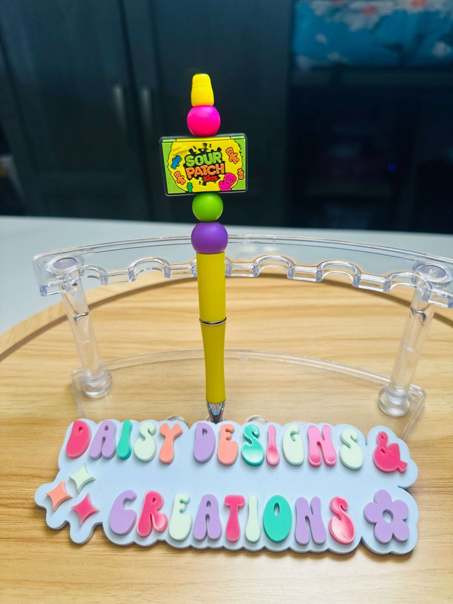 Custom Beaded Black Ink Pen with Chewy Candy Focal – Fun & Unique Writing Accessory - Daisy Designs & Creations, LLC