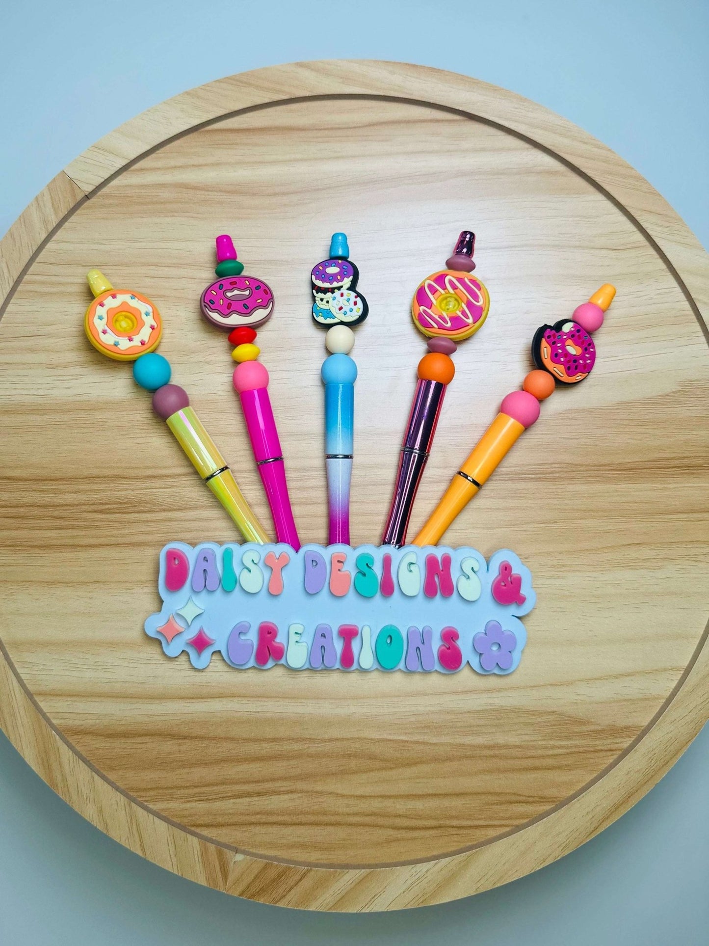 Custom Beaded Black Ink Pen with Doughnut Focal – Fun & Stylish - Daisy Designs & Creations, LLC