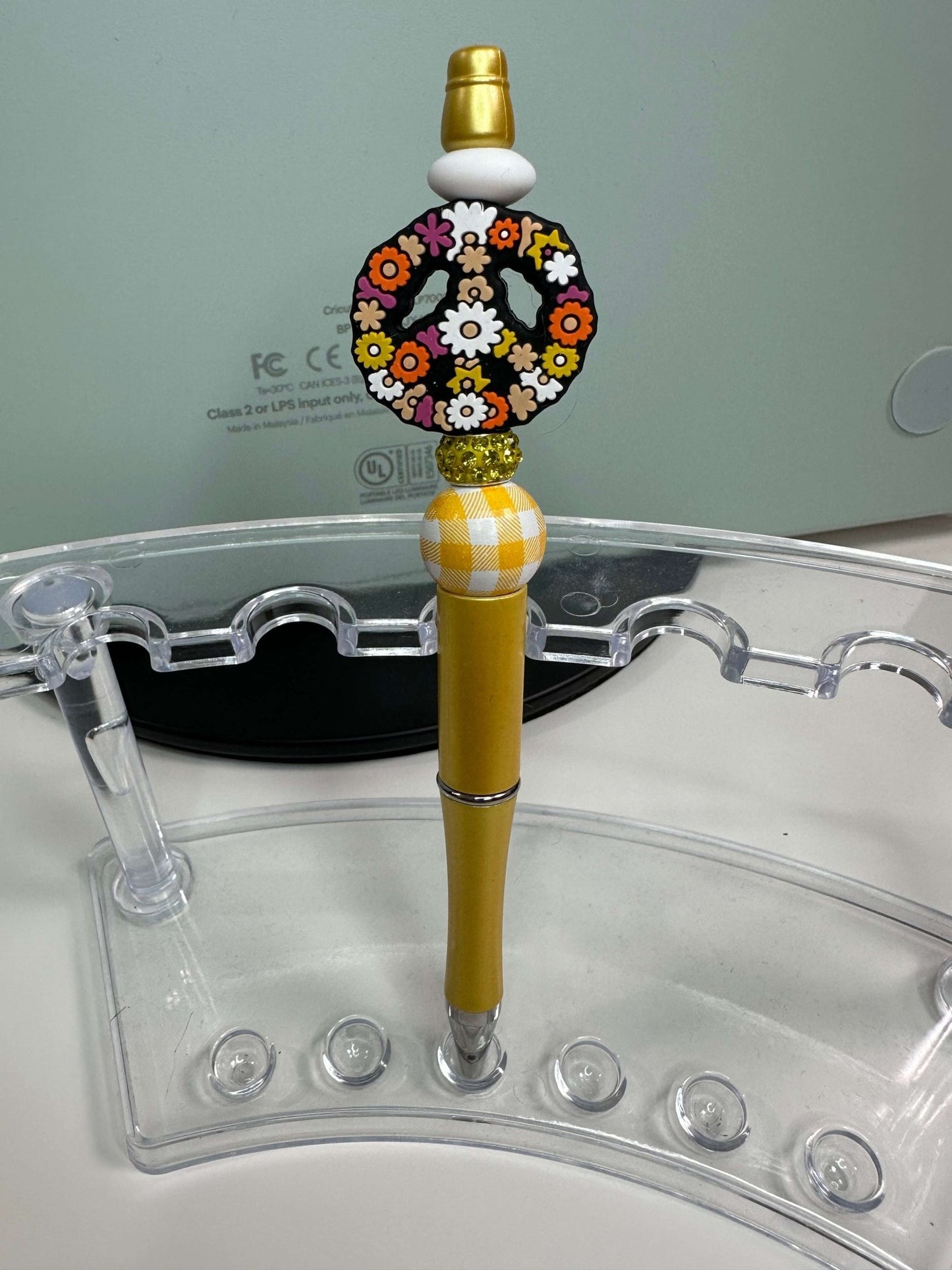 Custom Beaded Pens with Floral Peace Sign – Stylish & Refillable - Daisy Designs & Creations, LLC