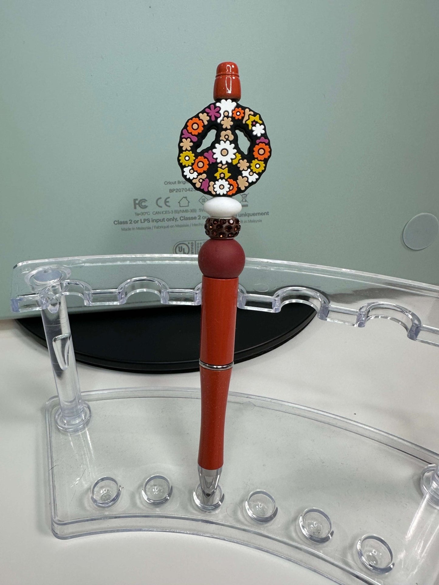 Custom Beaded Pens with Floral Peace Sign – Stylish & Refillable - Daisy Designs & Creations, LLC