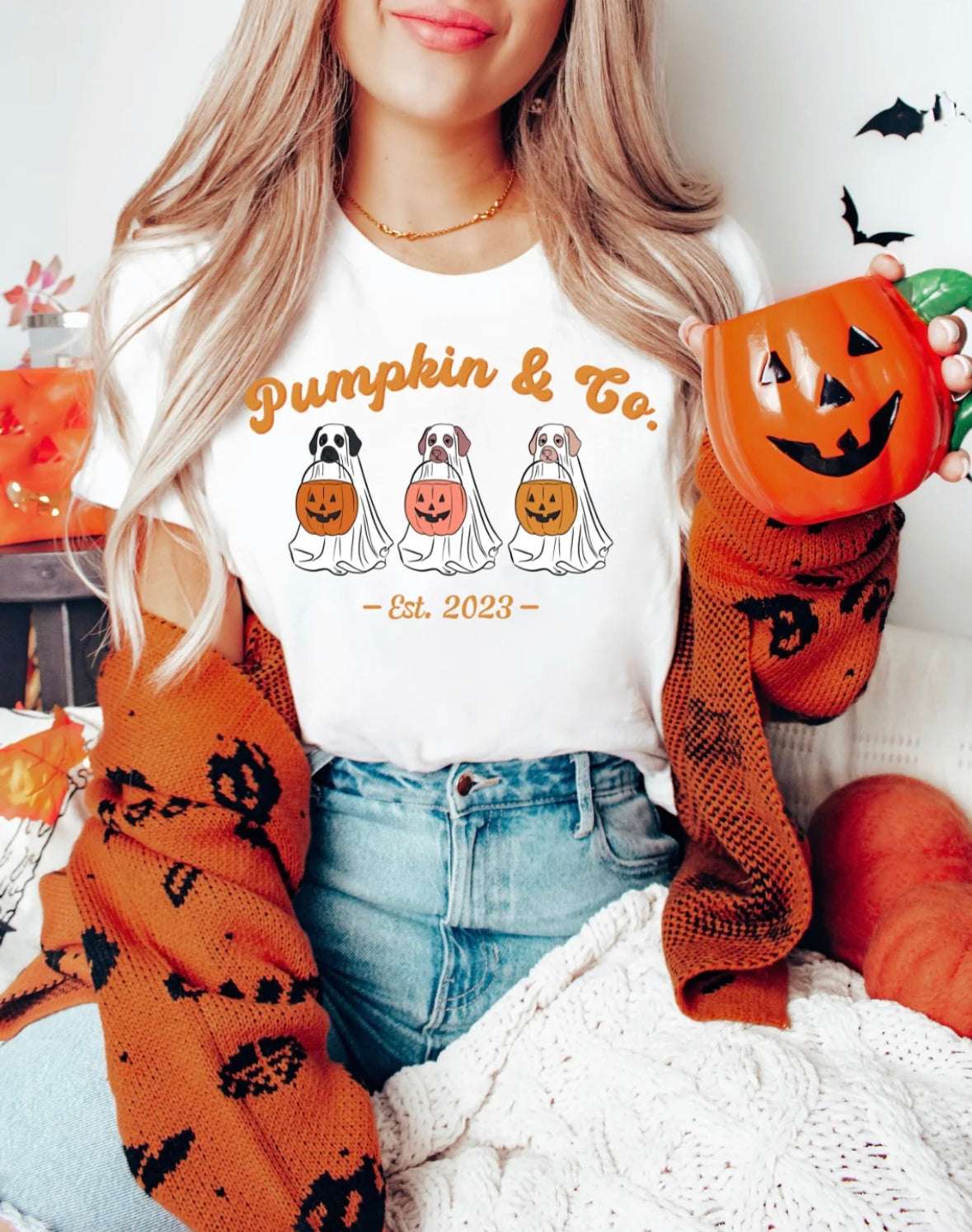 Ghost Dogs Pumpkin & Co Est. 2023 T-Shirt - Daisy Designs & Creations, LLC