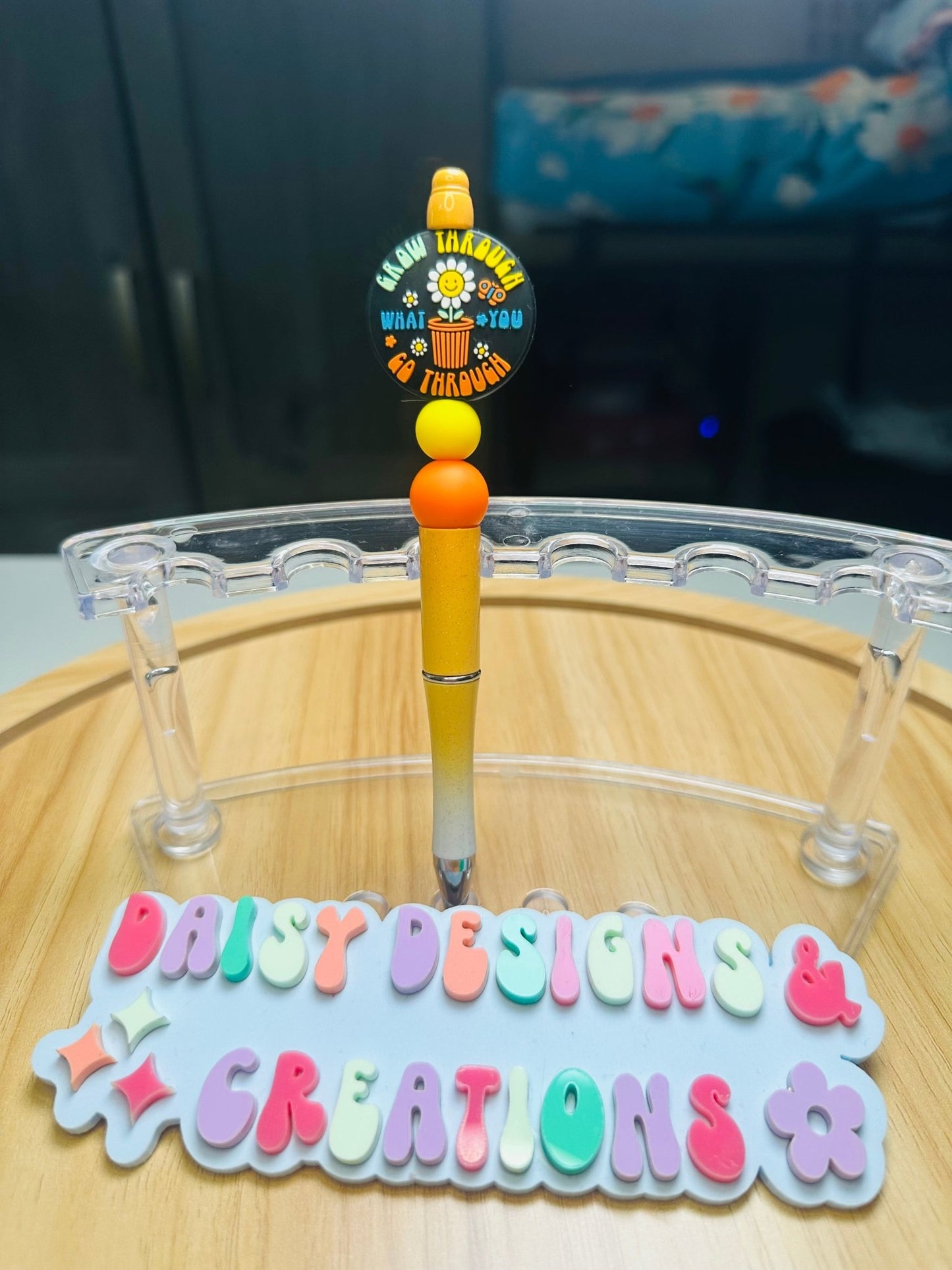 Custom Acrylic Beaded Pens – BPA Free Silicone & Focal, Retro Groovy Collection - Daisy Designs & Creations, LLC