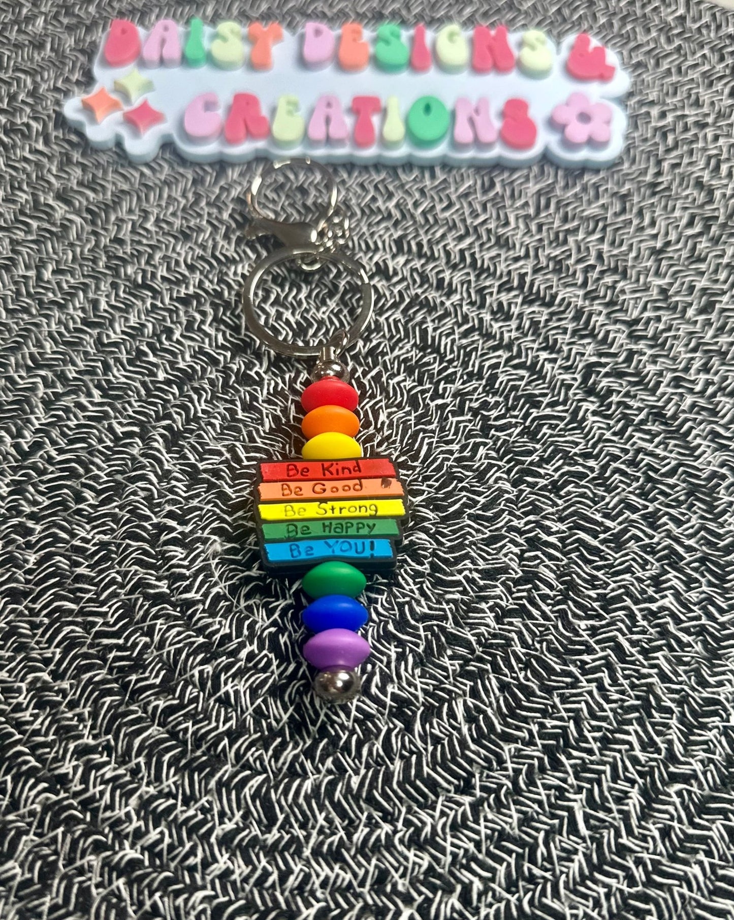 Positive Affirmation Beaded Keychains – Retro Groovy & Inspirational - Daisy Designs & Creations, LLC