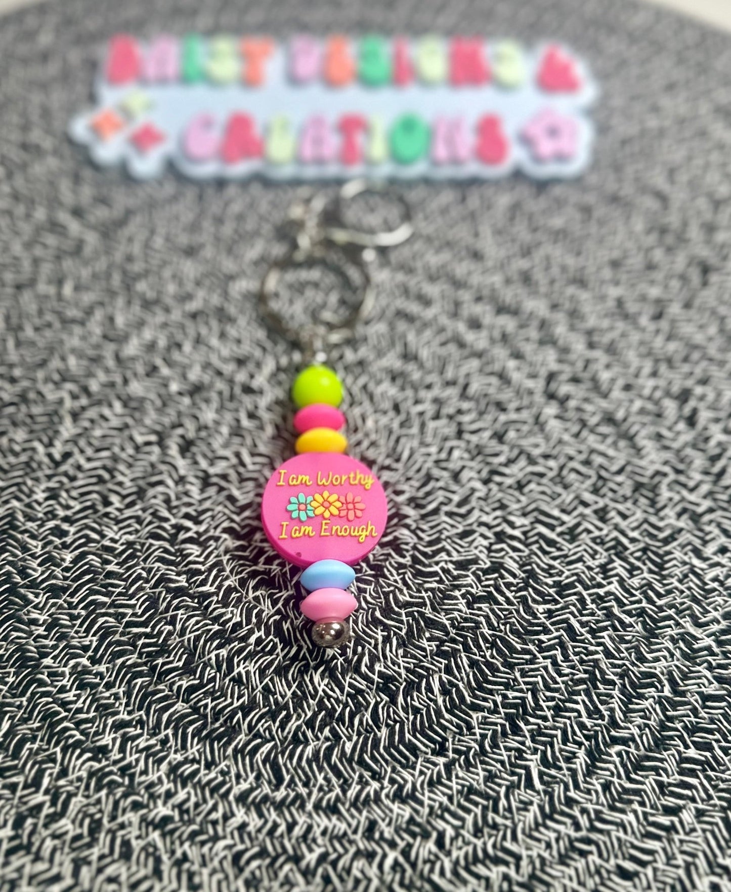 Positive Affirmation Beaded Keychains – Retro Groovy & Inspirational - Daisy Designs & Creations, LLC