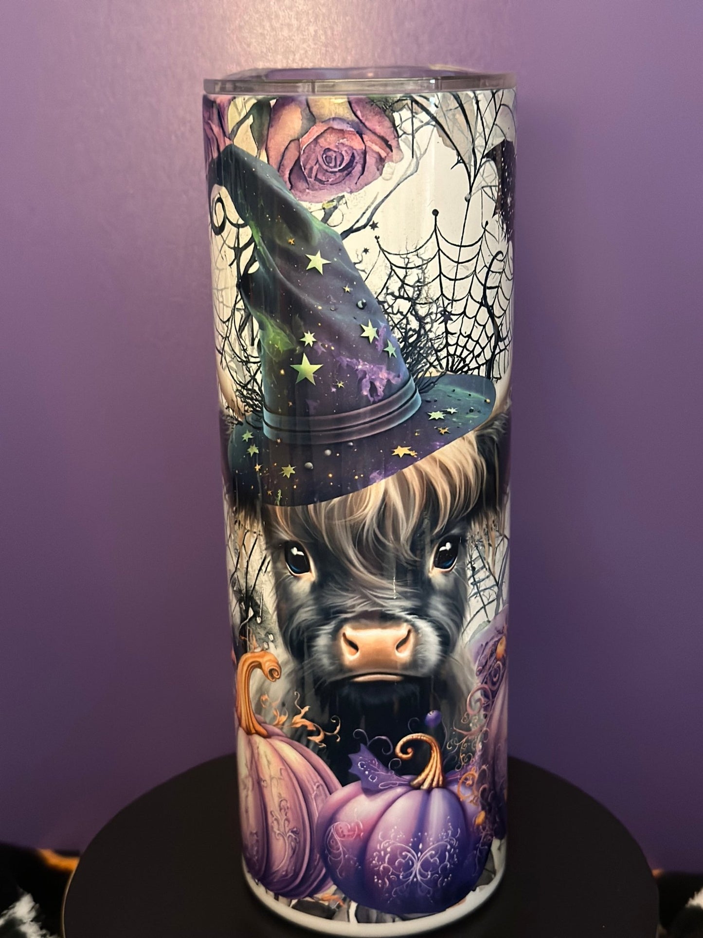 Witchy Highland Baby Cow - 20 oz Skinny Tumbler - Daisy Designs & Creations, LLC