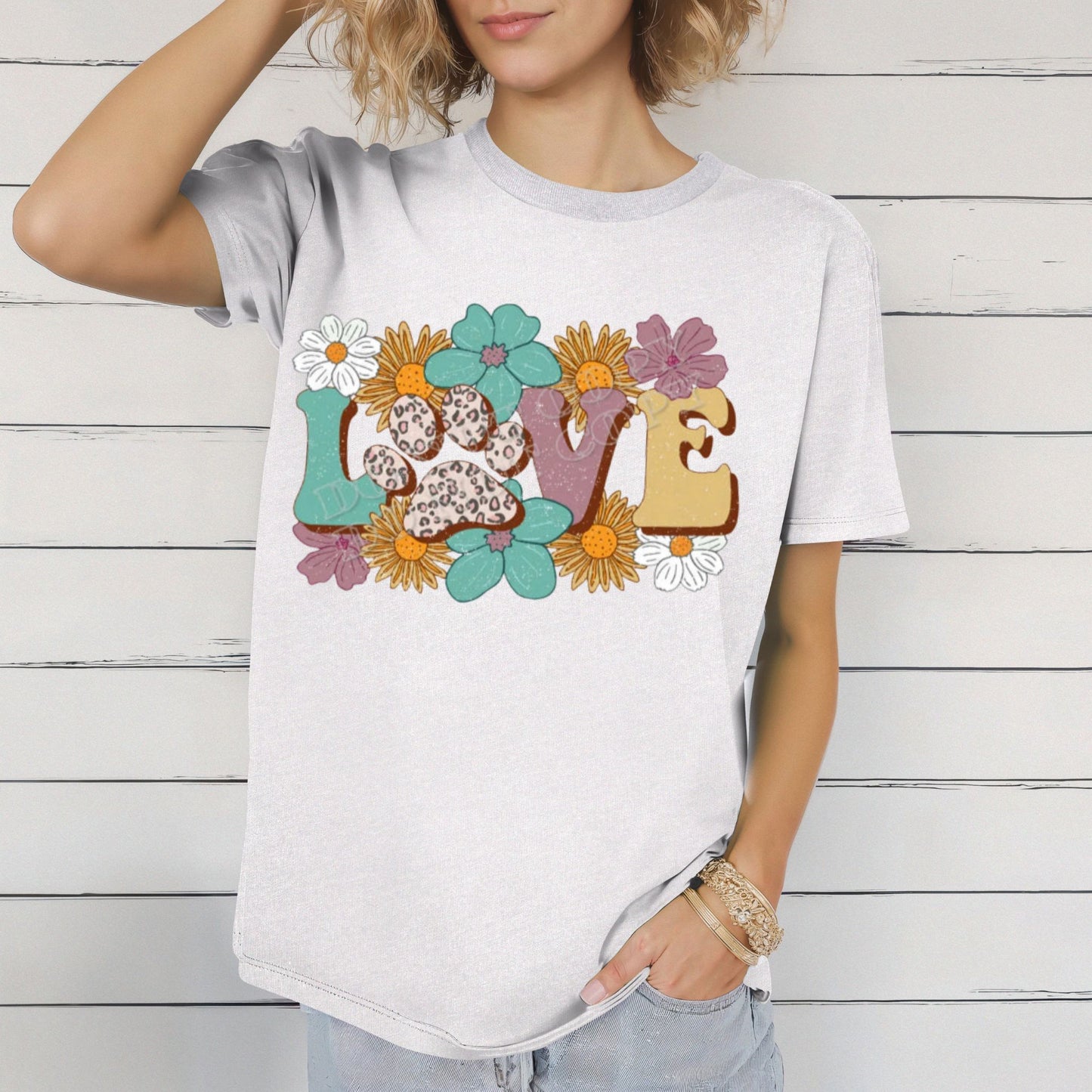 Paw Love Retro Floral T-Shirt – Groovy Pet Lover Tee - Daisy Designs & Creations, LLC