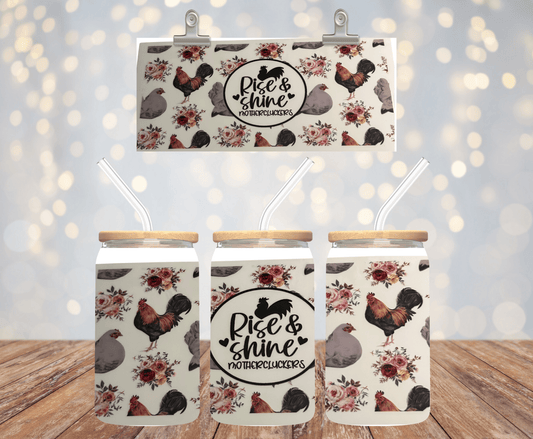 16oz Clear Can Glass with Bamboo Lid & Straw – Handmade Glass Cup | Limited Quantity | Cold Drink Glass | Clear Design - Daisy Designs & Creations, LLC