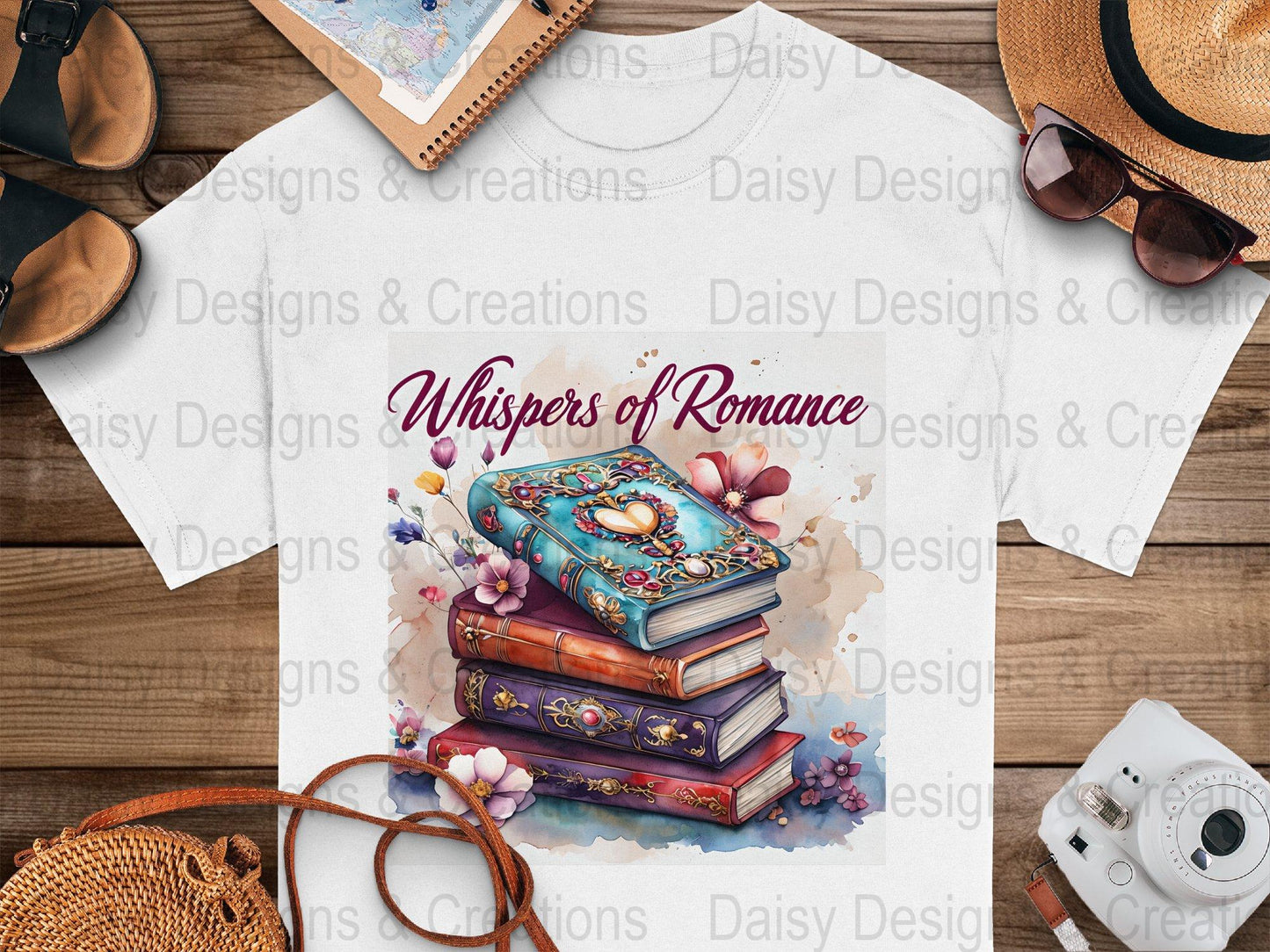 Romance Books T-Shirt Design, Book Lover Gift, Floral T-Shirt, Digital Download, T-Shirt Design, PNG File, Apparel Design - Daisy Designs & Creations, LLC