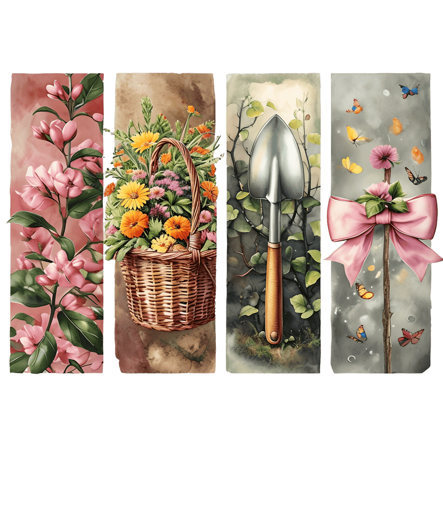 Floral Garden T-Shirts Design, Flower Basket T Shirt, Shovel Art T-Shirt, Butterfly Bow Tee, Gardening Apparel, PNG Digital Download - Daisy Designs & Creations, LLC