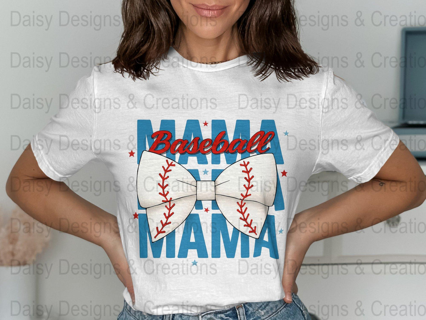 Baseball Mama T-Shirt Design PNG, Bow Baseball, Sports Mom Shirt, Trendy Mama Shirt, Baseball Lover T-Shirts, Digital Download - Daisy Designs & Creations, LLC