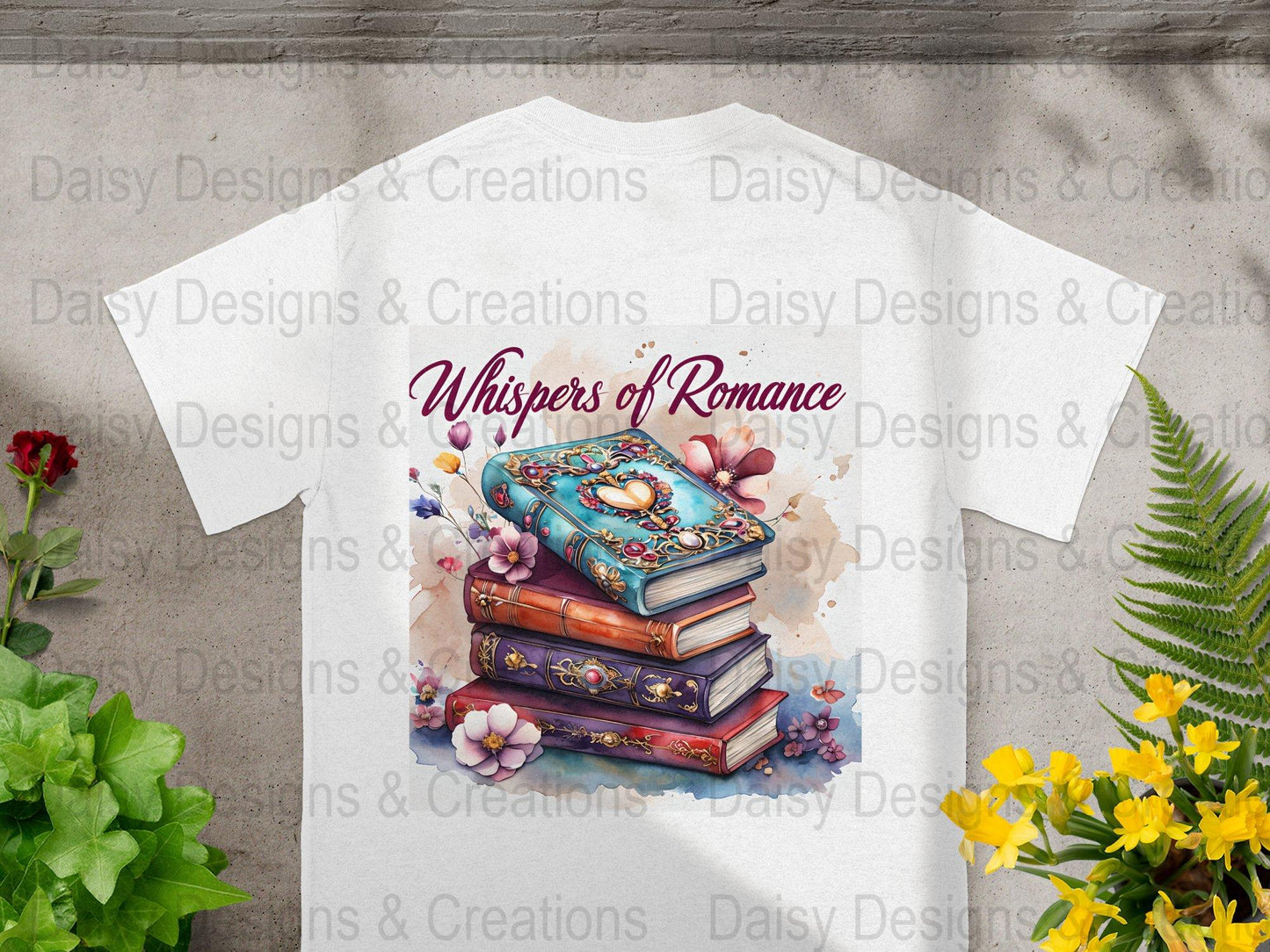 Romance Books T-Shirt Design, Book Lover Gift, Floral T-Shirt, Digital Download, T-Shirt Design, PNG File, Apparel Design - Daisy Designs & Creations, LLC
