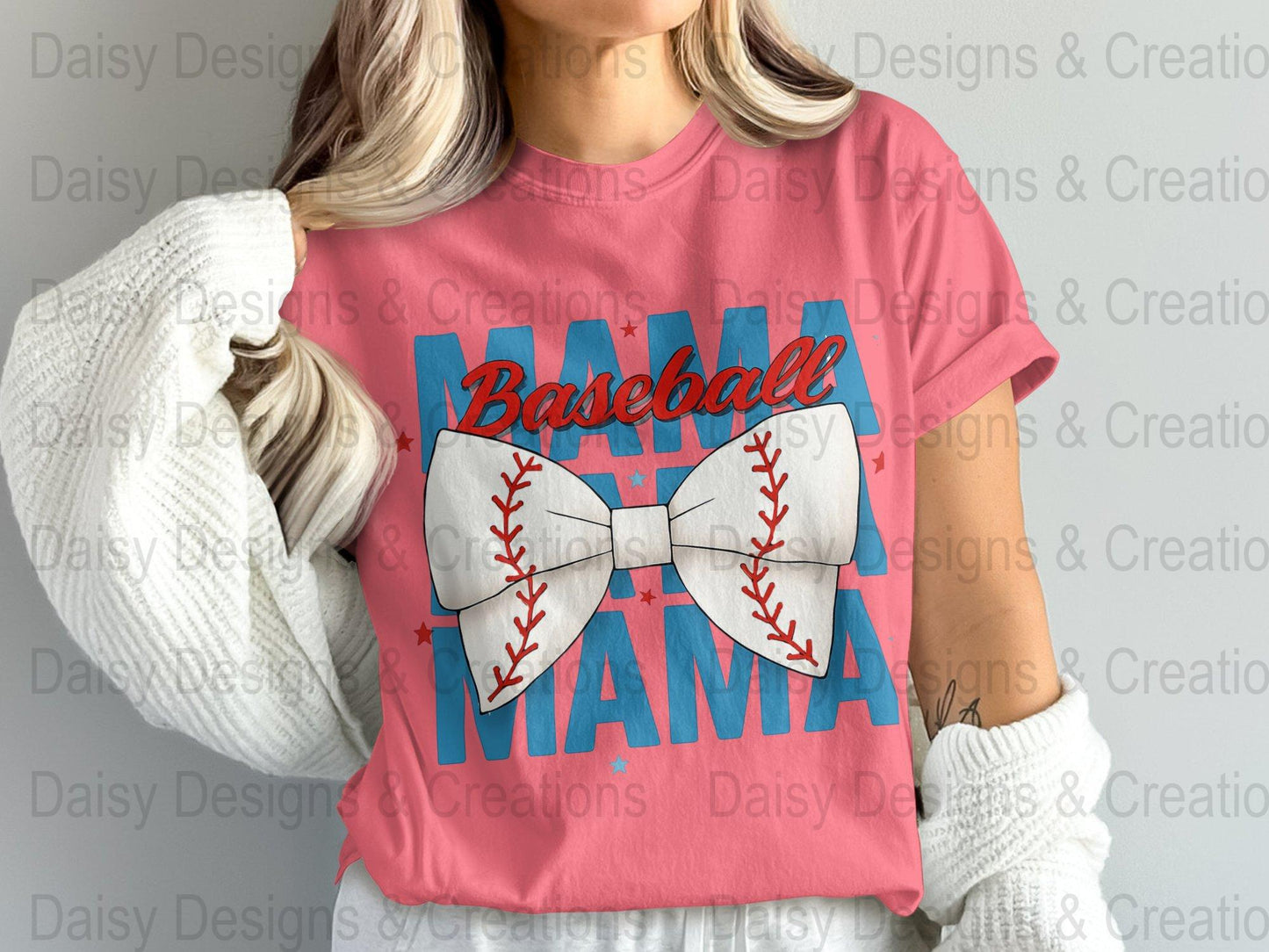 Baseball Mama T-Shirts PNG, Sports Mom T-Shirts, Baseball Bow, Digital Download, T-Shirts Design, Gift for Baseball Lover - Daisy Designs & Creations, LLC