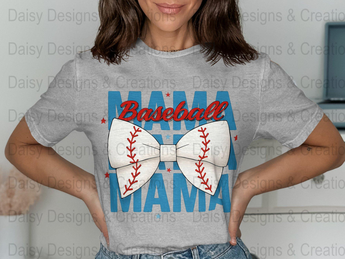 Baseball Mama T-Shirts PNG, Sports Mom T-Shirts, Baseball Bow, Digital Download, T-Shirts Design, Gift for Baseball Lover - Daisy Designs & Creations, LLC