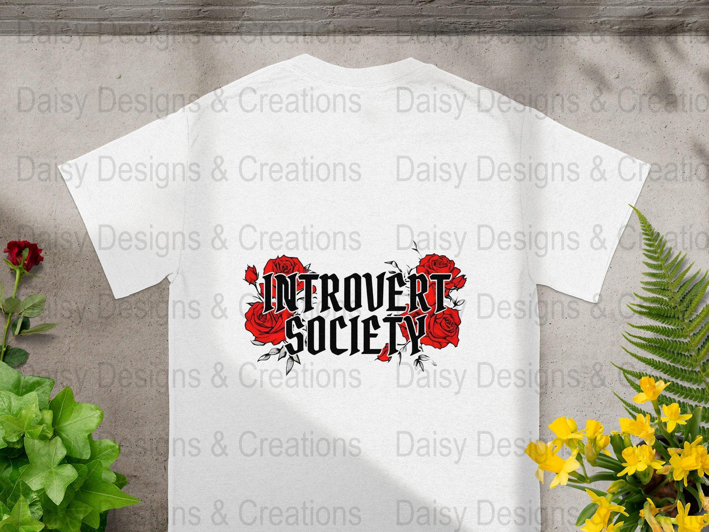 Introvert Society T-Shirts, Floral Tee, Introvert Gift, Red Roses Design, Funny Sarcastic Tee, Social Anxiety T-Shirts, Slogan Tee - Daisy Designs & Creations, LLC