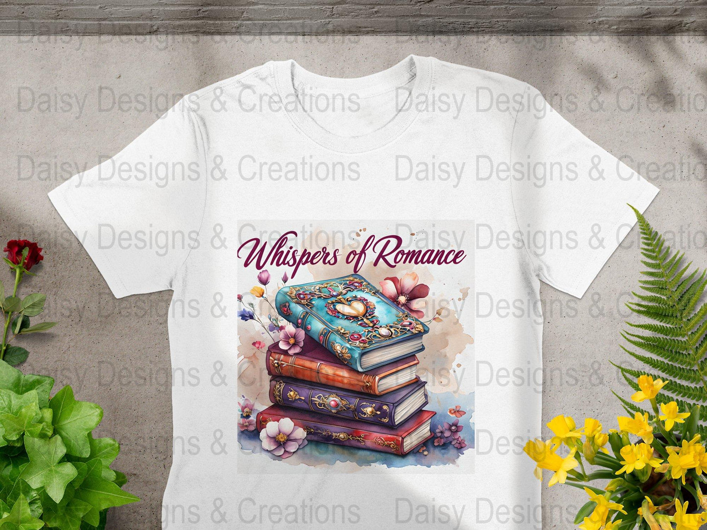 Romance Books T-Shirt Design, Book Lover Gift, Floral T-Shirt, Digital Download, T-Shirt Design, PNG File, Apparel Design - Daisy Designs & Creations, LLC