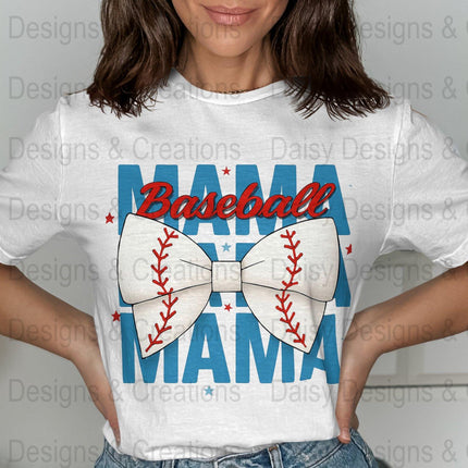 Baseball Mama T-Shirts PNG, Sports Mom T-Shirts, Baseball Bow, Digital Download, T-Shirts Design, Gift for Baseball Lover - Daisy Designs & Creations, LLC
