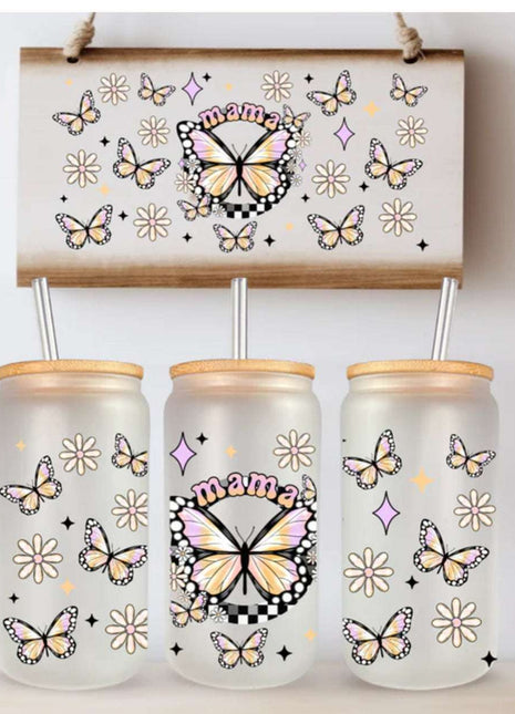 16 oz Can Beverage Glass – Butterfly & Daisies Mama Design - Daisy Designs & Creations, LLC