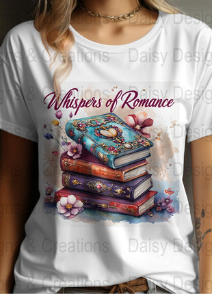 Romance Books T-Shirt Design, Book Lover Gift, Floral T-Shirt, Digital Download, T-Shirt Design, PNG File, Apparel Design - Daisy Designs & Creations, LLC