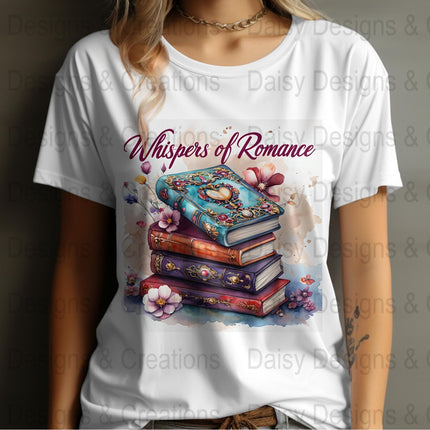 Romance Books T-Shirt Design, Book Lover Gift, Floral T-Shirt, Digital Download, T-Shirt Design, PNG File, Apparel Design - Daisy Designs & Creations, LLC